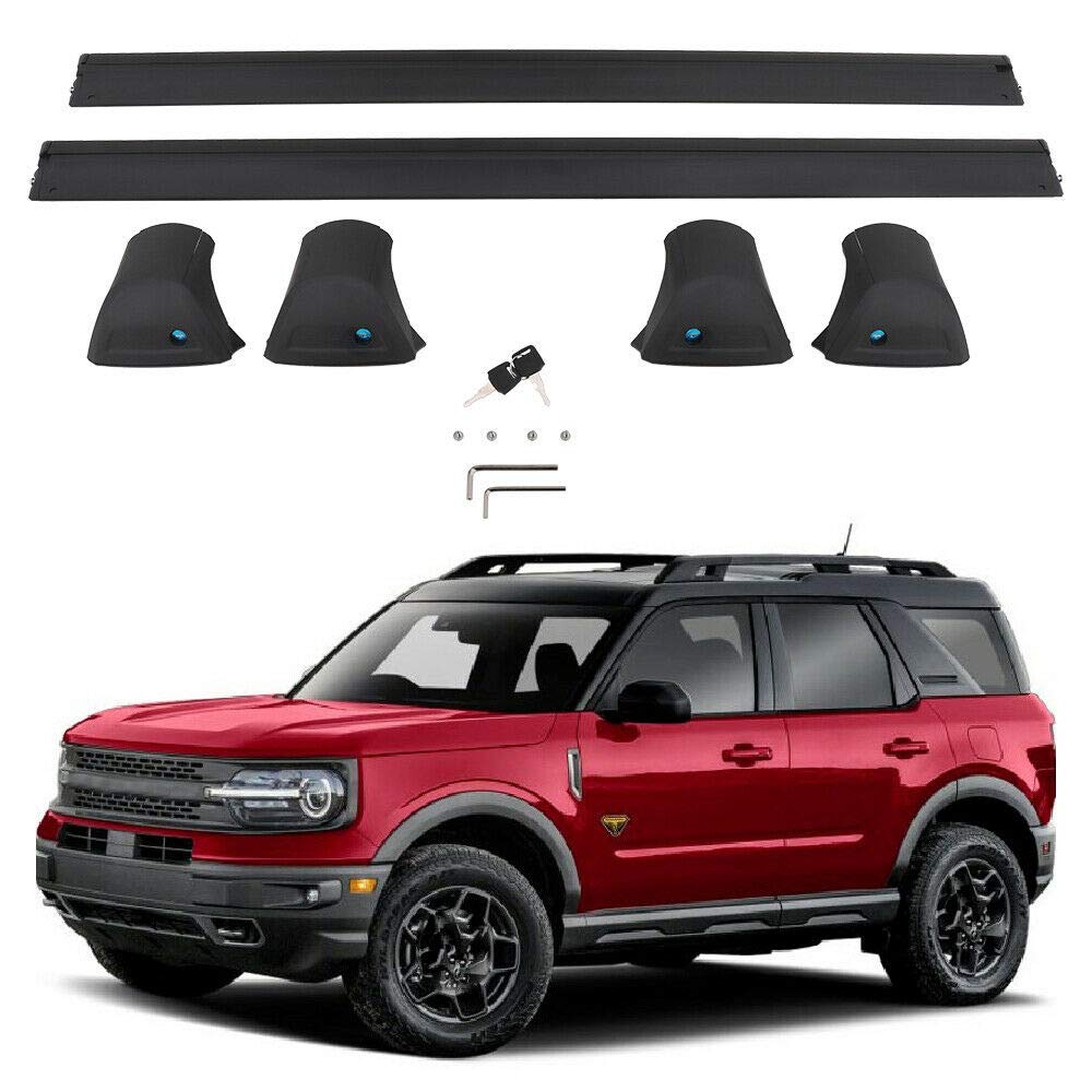 2-Pack Black Lockable Crossbars for 2021-2022 Ford Bronco Sport | Heavy Duty Roof Rack Bars with 165 lb Capacity | Perfect for Camping Gear, Kayaks & Outdoor Adventures