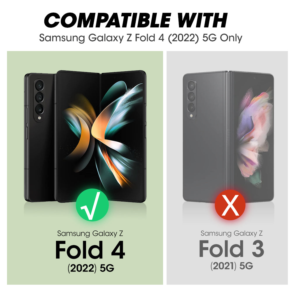 Samsung Galaxy Z Fold 4 Case with Built-in Kickstand & Screen Protector - Dark Green Protective Cover for Work, Travel & Daily Use
