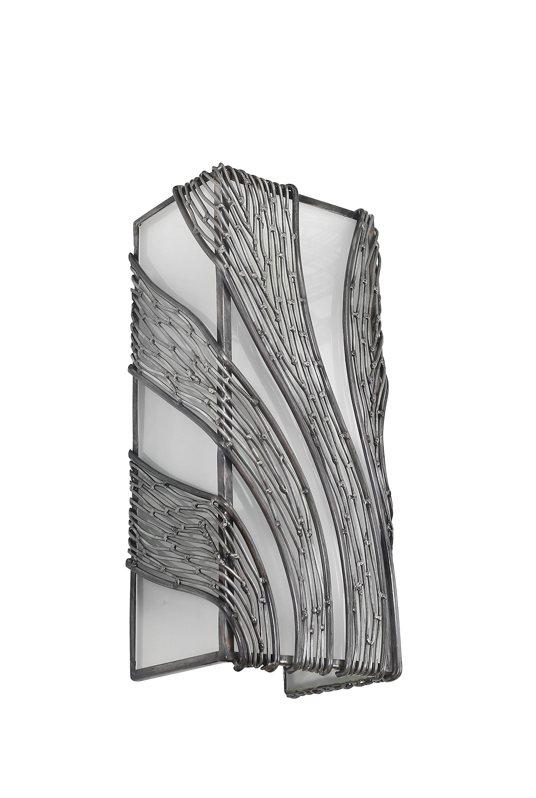 Flow 2-Light Wall Sconce - Brushed Steel Finish with Recycled Frosted Glass Shade - Perfect for Bedroom, Hallway & Entryway Lighting