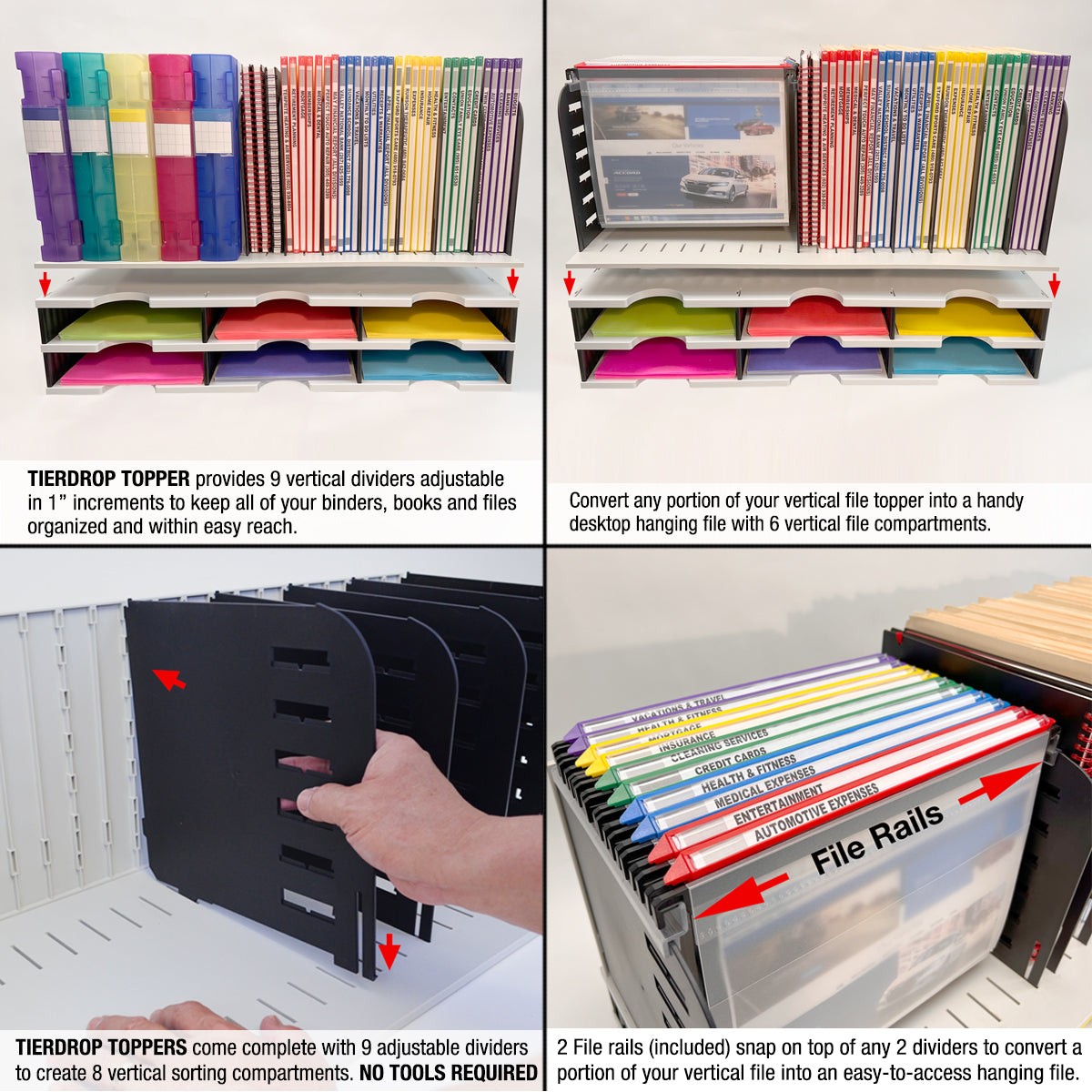 12-Tier Desktop Organizer with Vertical & Hanging File Topper | Modular Letter Tray Sorter for Documents, Forms, Books & Binders | Perfect for Office, Home & School Organization