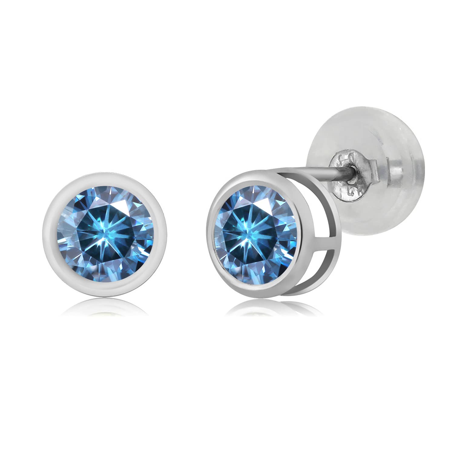 14K White Gold Round 4MM Gemstone Birthstone Stud Earrings for Women & Men | Personalized Zodiac Jewelry Gift | Perfect for Birthdays, Anniversaries & Special Occasions
