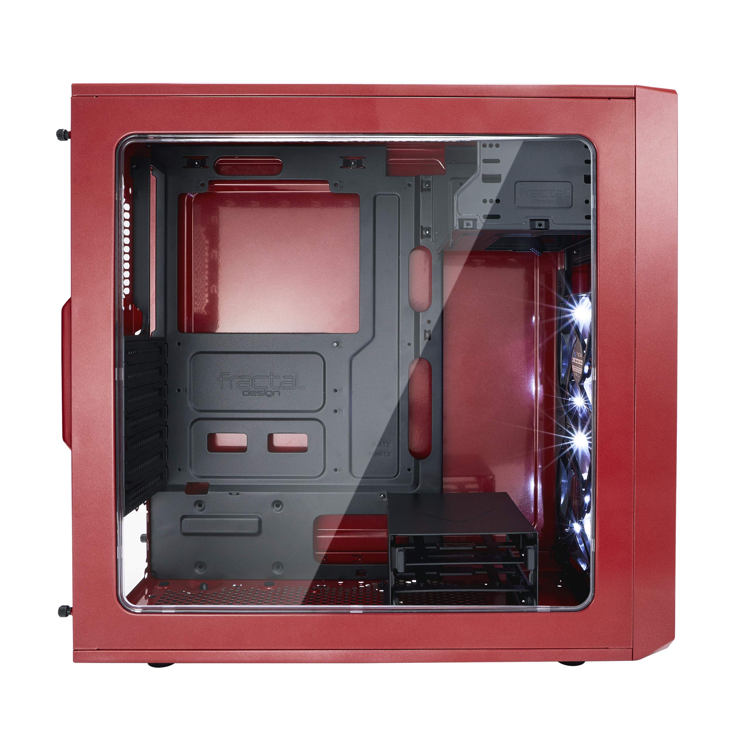 Fractal Design Focus G Mid Tower ATX Computer Case - High Airflow Gaming PC Case with 2X Silent LL Series 120mm White LED Fans, USB 3.0 & Window Side Panel (Red) - Perfect for Gaming Rigs & High-Performance PC Builds