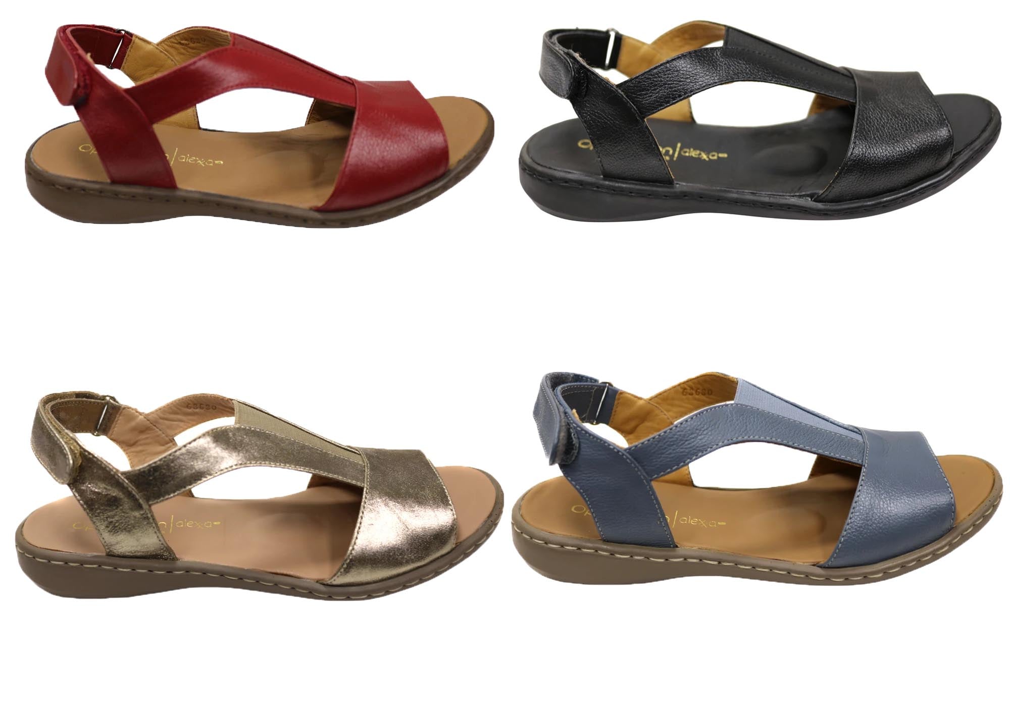 Opananken Elva Women's Comfortable Brazilian Leather Sandals - Stylish Summer Casual & Beach Walking Sandals for Women