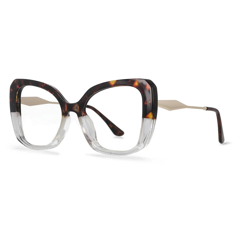 CCspace Women's Full Rim Large Cat Eye Reading Glasses - Plastic & Alloy Frame (R57092) - Perfect for Reading, Office Work, and Fashion Accessories