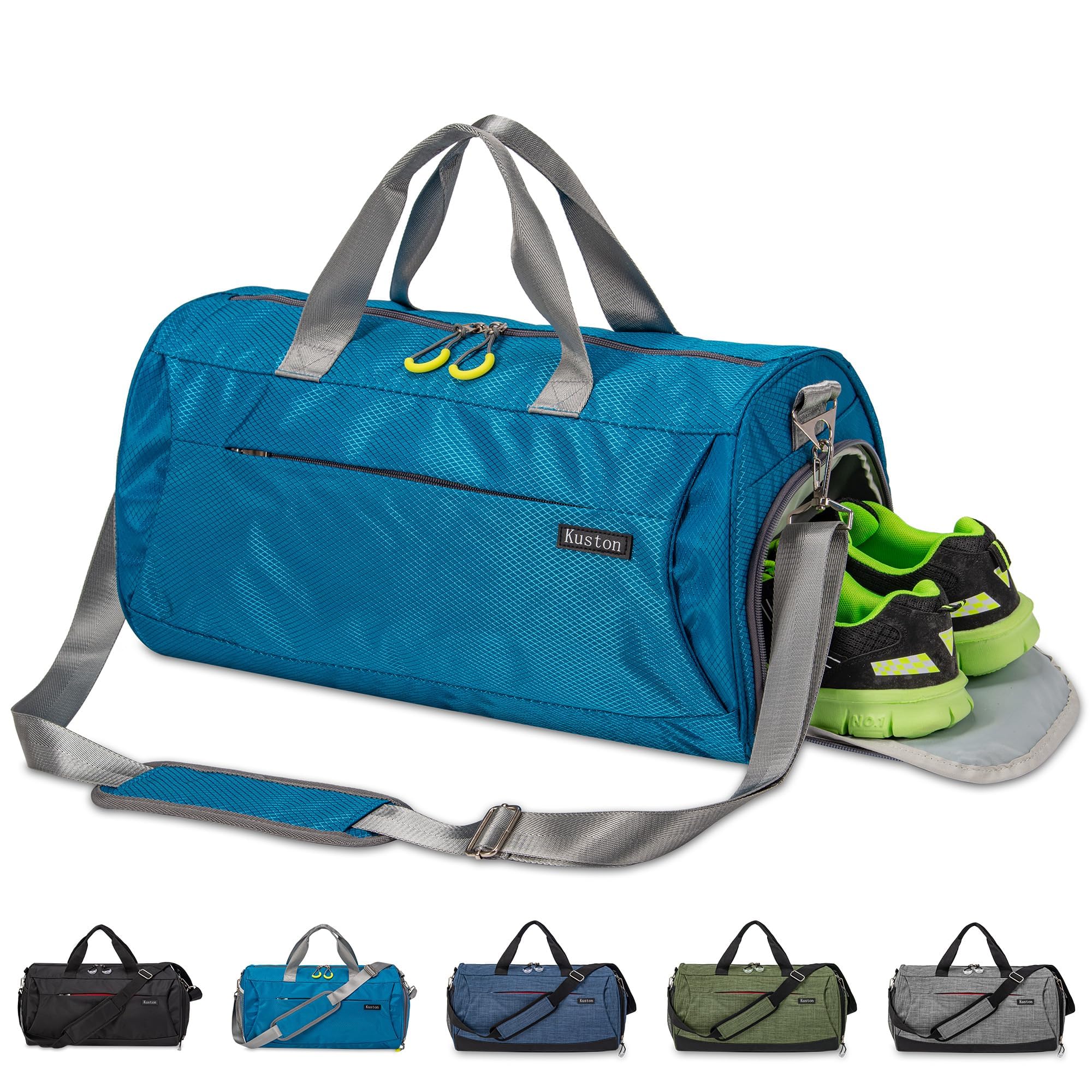 Premium Kuston Sports Gym Bag with Shoes Compartment, Trolley Sleeve & Wet Pocket - Durable Gym Duffel & Overnight Travel Bag for Men & Women - Perfect for Workouts, Travel & Sports Gear Storage