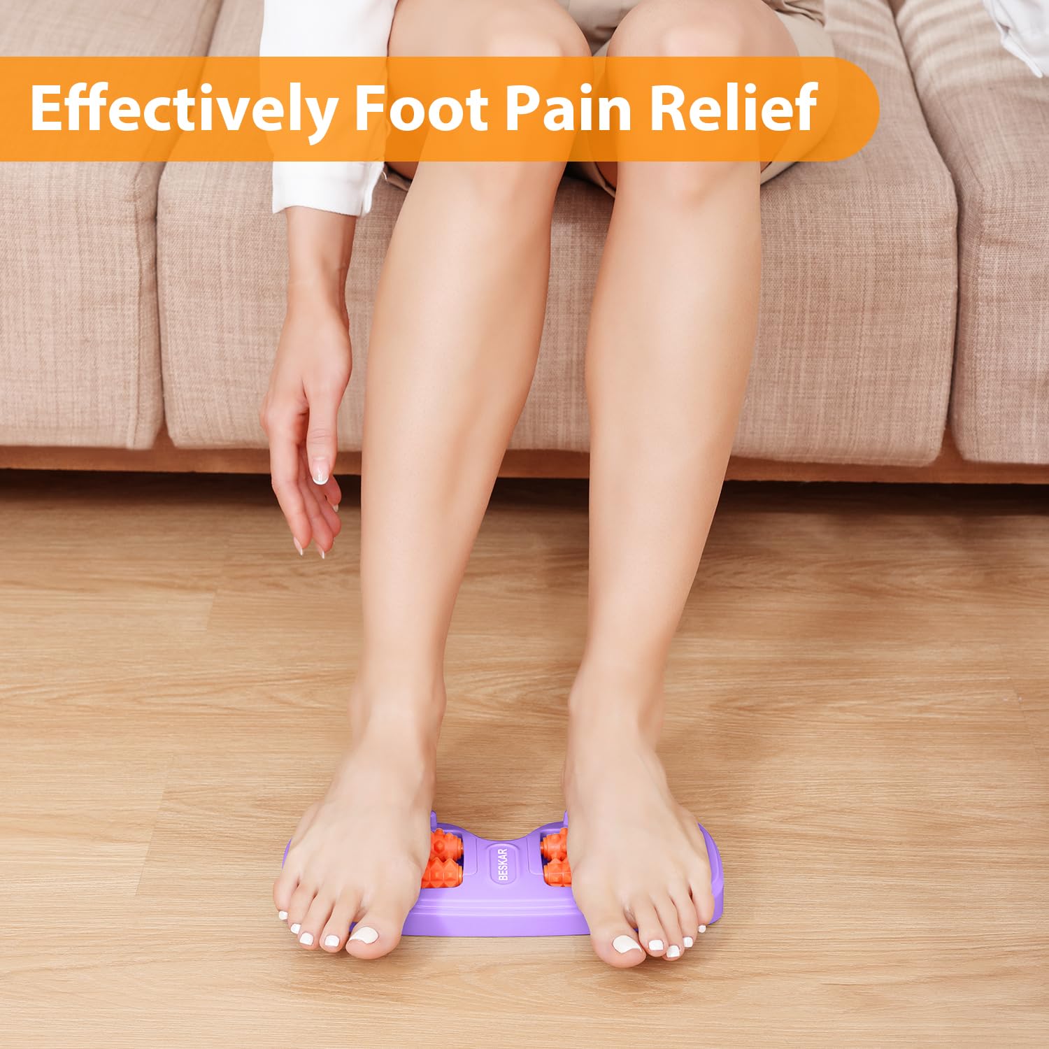 BESKAR Dual Foot Massager Roller for Plantar Fasciitis Relief & Deep Tissue Massage - Portable Pressure Point Reflexology Tool for Foot Pain - Perfect for Home, Office & Travel Use