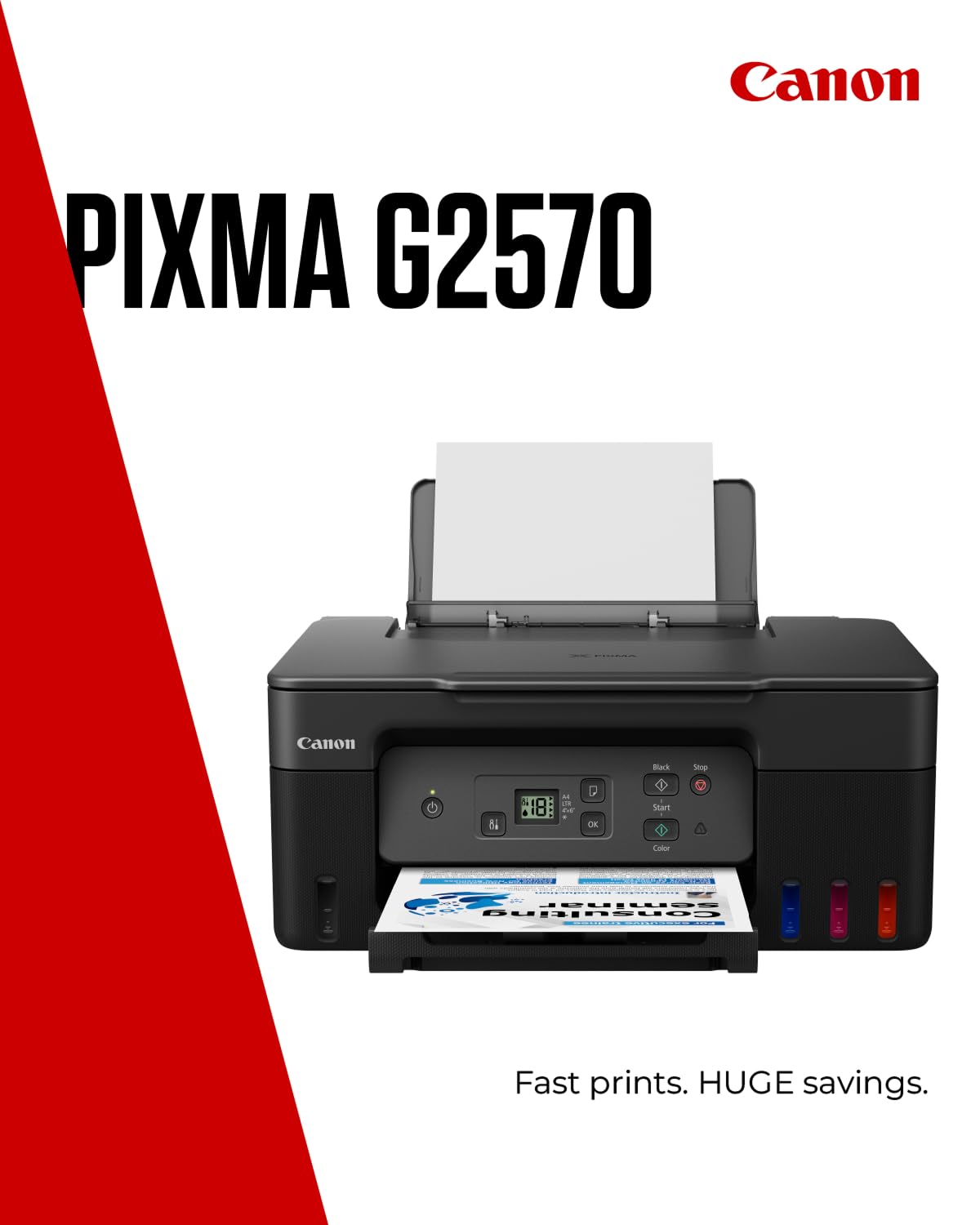 Canon PIXMA G2570 MegaTank All-in-One Wireless Printer with Scanner, Copier & LED Display | High-Yield Inkjet Printer for Home Office | USB & WiFi Connectivity | Perfect for Printing Documents, Photos & School Projects