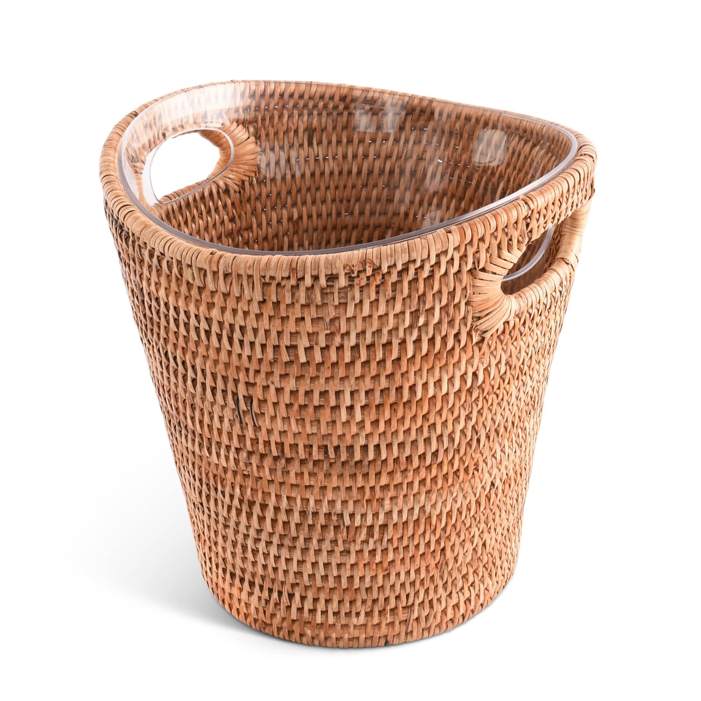 Handwoven Wicker Rattan Champagne Bucket - Elegant Wine Cooler for Parties, Weddings & Outdoor Gatherings - Perfect for Chilling Bottles in Style