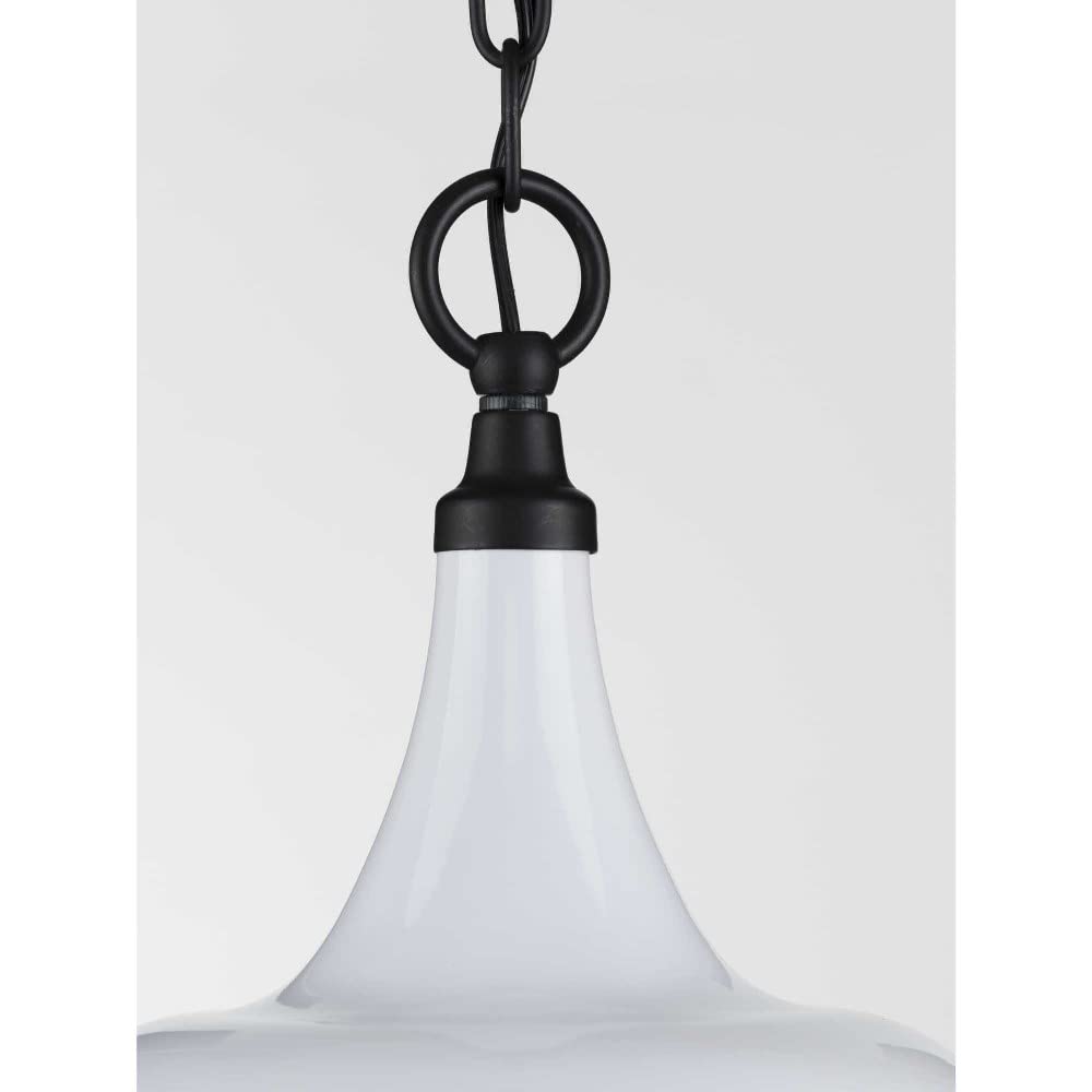 Progress Lighting Bastille Collection White One-Light Pendant - Modern Farmhouse Ceiling Light for Kitchen Island, Dining Room & Entryway