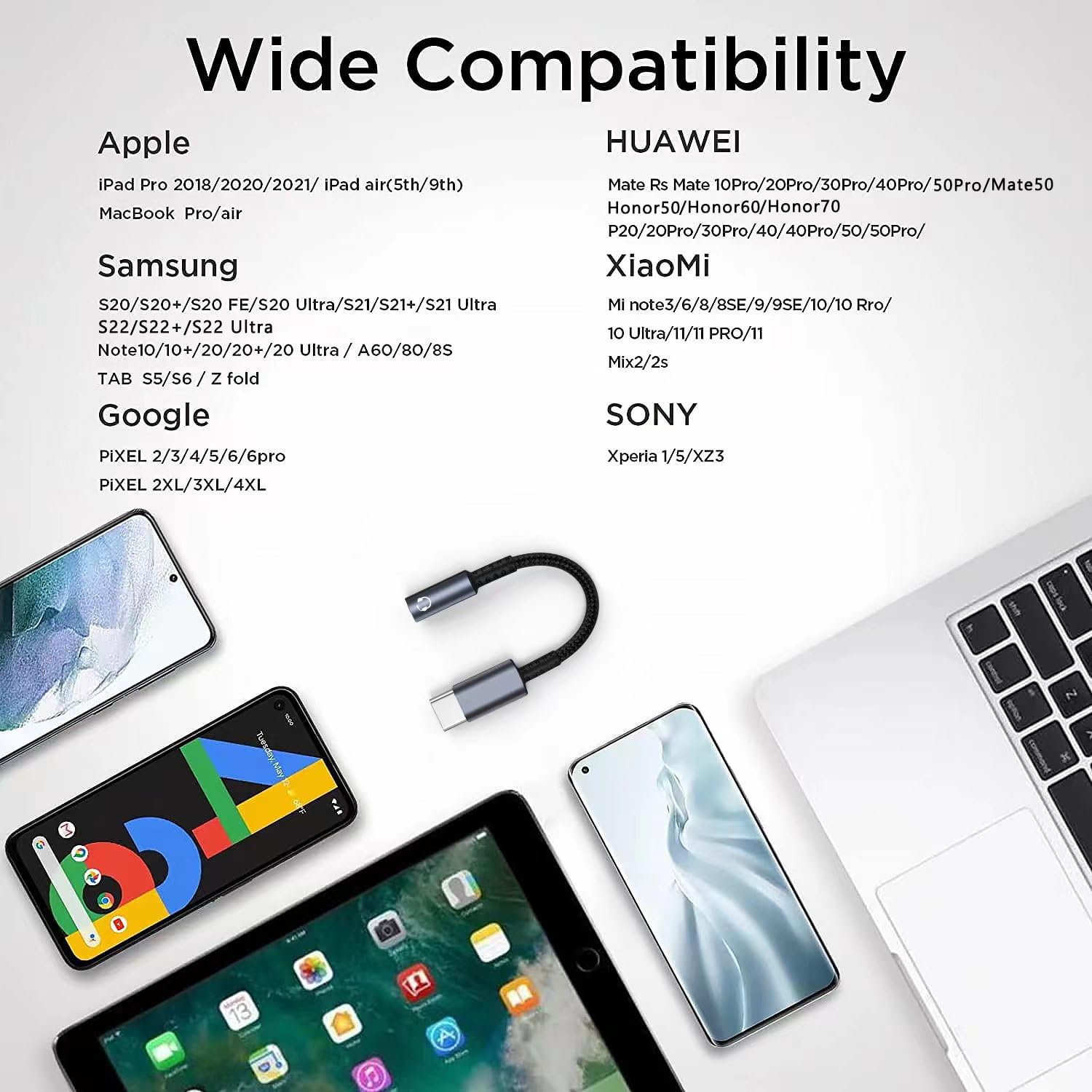 USB C to 3.5mm Headphone Jack Adapter (2-Pack) - USB Type C to Aux Audio Dongle Compatible with iPhone 15 Series, MacBook, Samsung Galaxy S24/S23/S22 - Perfect for Music, Gaming & Hands-Free Calling