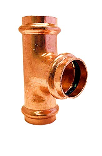 1 Inch Press Copper Tee Fitting - Press x Press x Press - 1'' Copper Pipe Connector for Plumbing Supply - Ideal for Water, Gas, and HVAC Systems