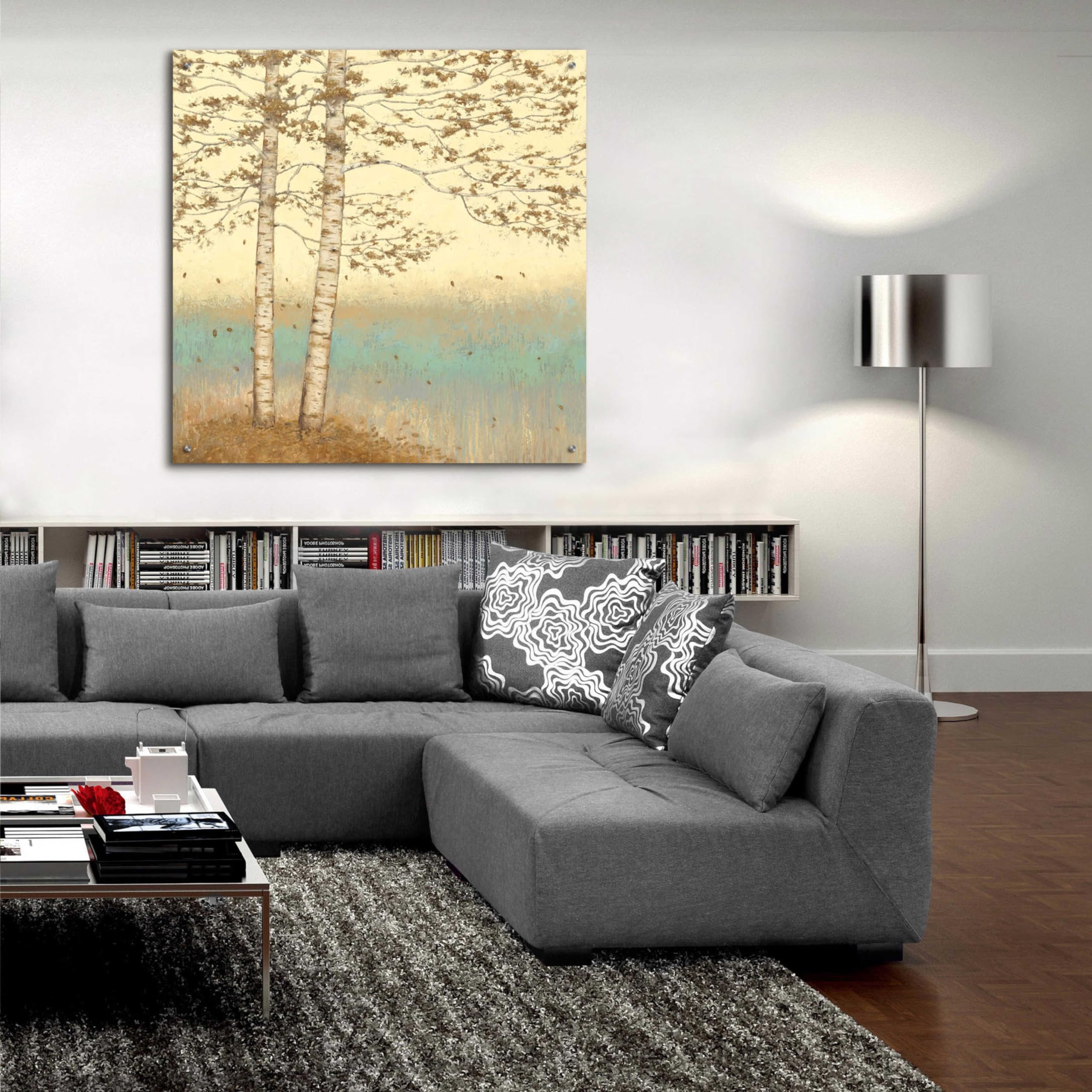 Golden Birch I Acrylic Glass Wall Art by James Wiens - 36x36 Inches Modern Home Decor for Living Room, Bedroom & Office