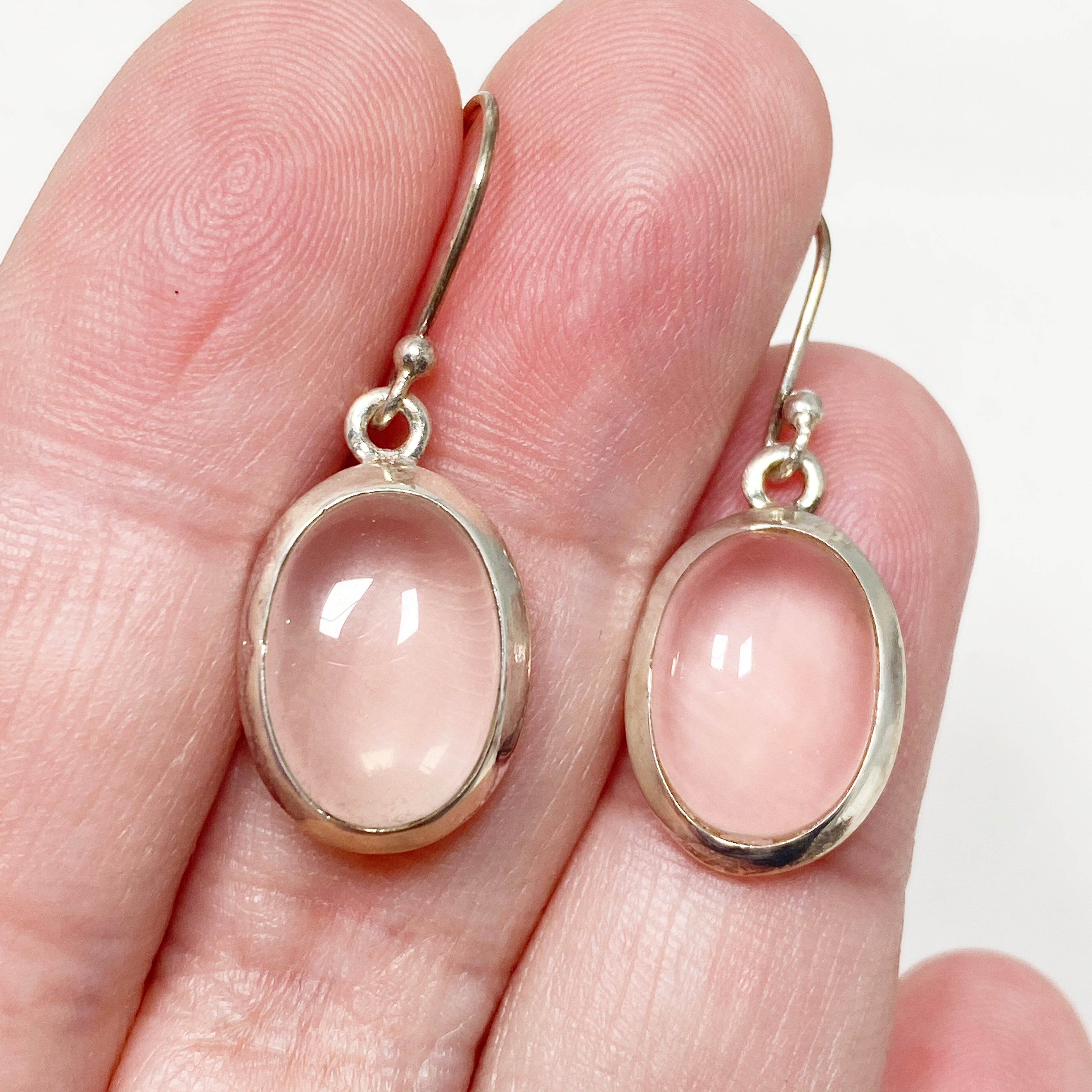 Rose Quartz Oval Earrings for Women - Natural Gemstone Dangle Earrings with Sterling Silver Hooks, Elegant Gift for Valentine's Day, Birthday & Anniversary - Perfect for Parties, Weddings & Everyday Wear (KEGJ1382)