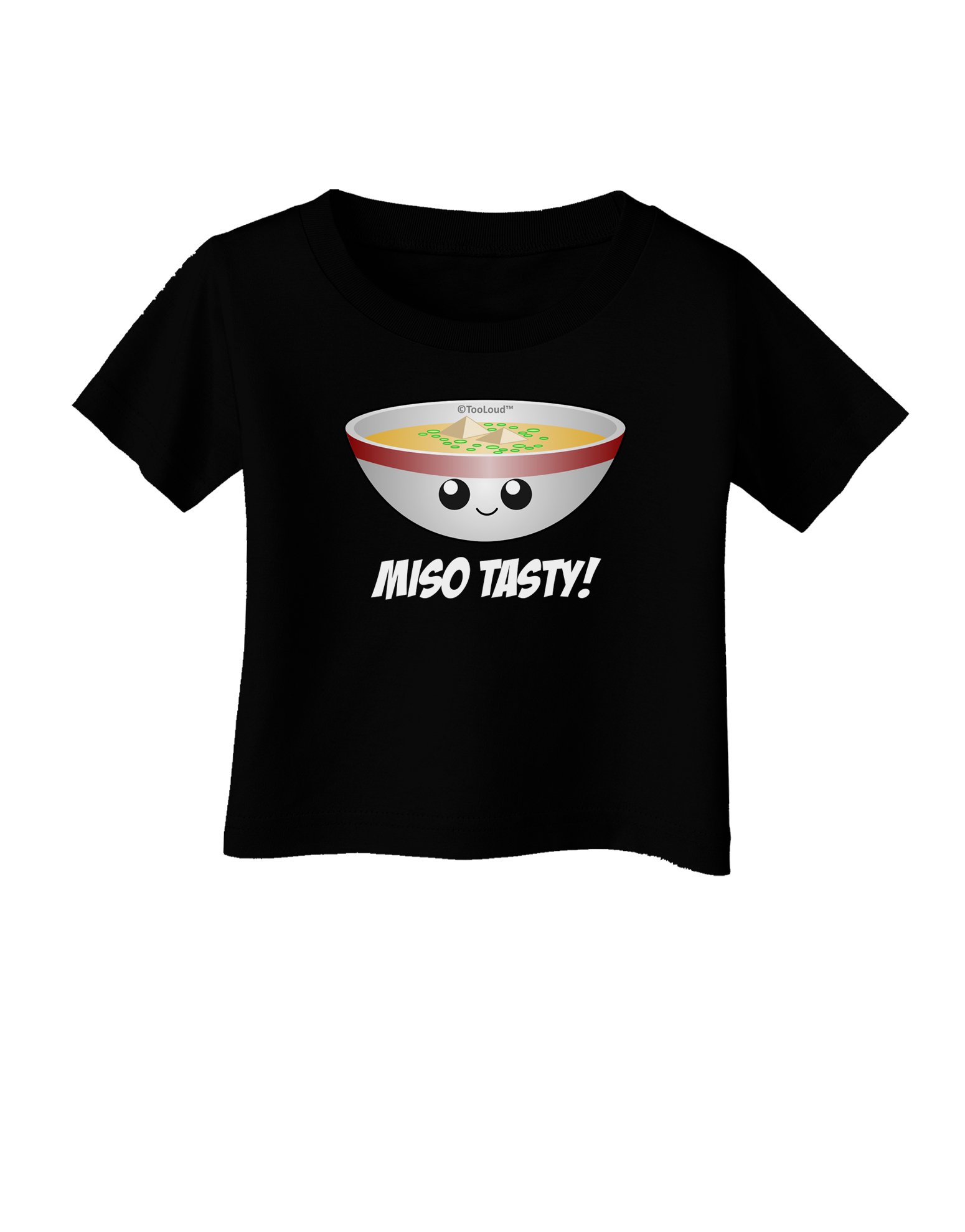 TOOLOUD Miso Tasty - Cute Japanese Miso Soup Bowl Print Infant T-Shirt - Dark Color Baby Bodysuit for Boys & Girls - Perfect for Family Matching Outfits & Kawaii Photo Shoots