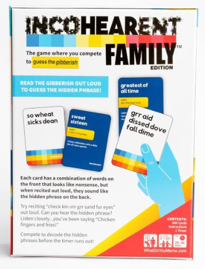 Incohearent Family Edition - Hilarious Party Card Game for Kids & Adults | Fun for Game Nights, Family Gatherings & Road Trips