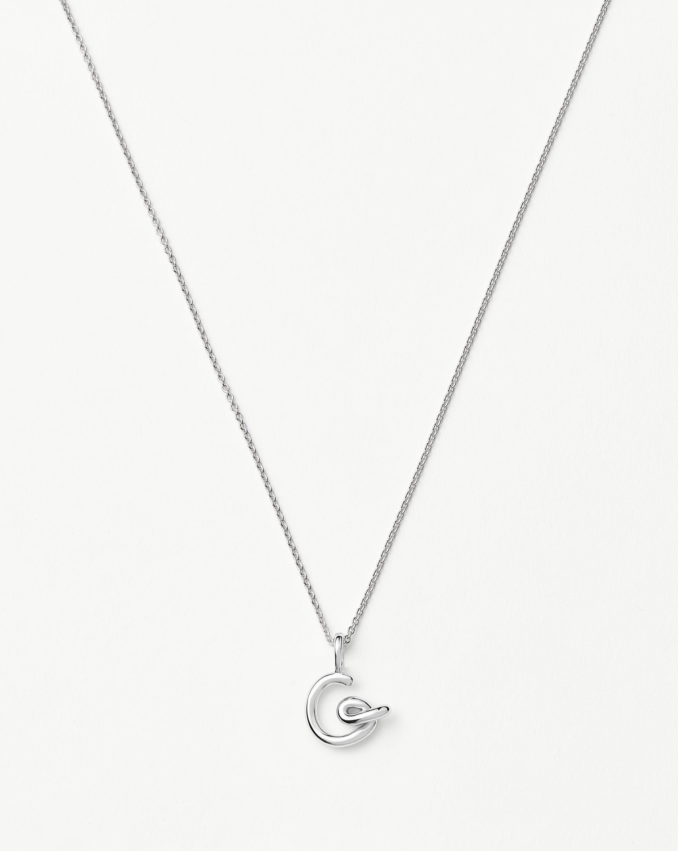 Personalized Sterling Silver Curly Molten Mini Initial Necklace - Letter G | Dainty Layering Jewelry for Women, Perfect Gift for Birthday, Anniversary & Valentine's Day