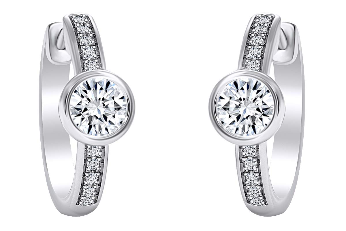 0.46 Carat (cttw) Round White Natural Diamond Solitaire Hoop Earrings for Women - Elegant Everyday Jewelry & Perfect Gift for Anniversary, Wedding, Birthday