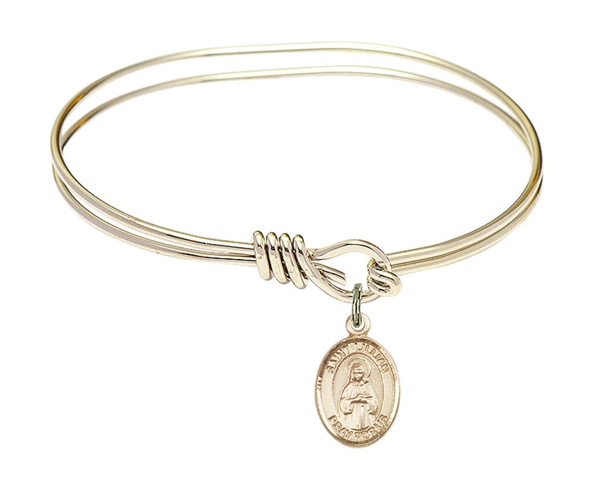 F A Dumont 5 3/4 Inch Oval Eye Hook Bangle Bracelet with St. Lillian Charm - Elegant Jewelry for Women, Perfect for Parties, Weddings & Everyday Wear