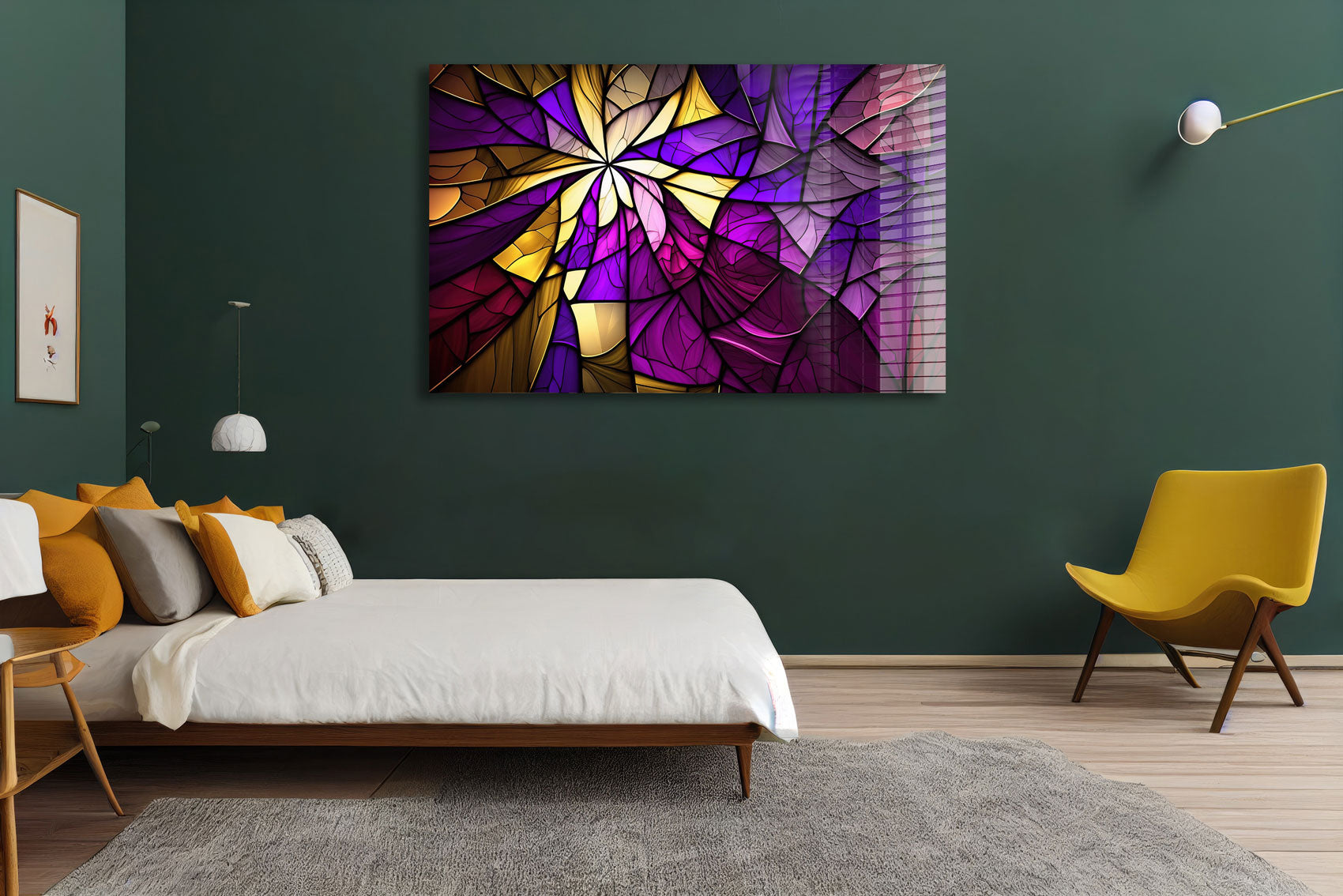 Vibrant Purple & Yellow Abstract Wall Art - Modern Canvas Painting for Home & Office Decor | Perfect for Living Room, Bedroom, or Workspace