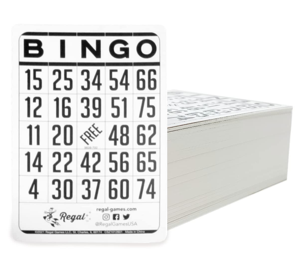 Regal Bingo Classic Reusable Bingo Cards Deck - 200 White Playing Cards for Family Game Night, Parties & Classroom Activities