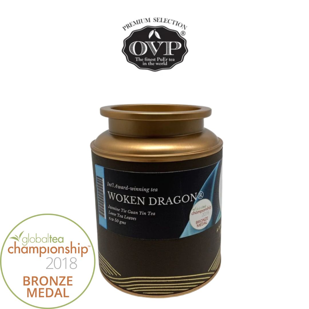 Premium WOKEN DRAGON Award-Winning Jasmine Green Oolong Loose Leaf Tea (Tie Guan Yin) - Authentic Old Village Flavor for Relaxation, Meditation & Daily Wellness