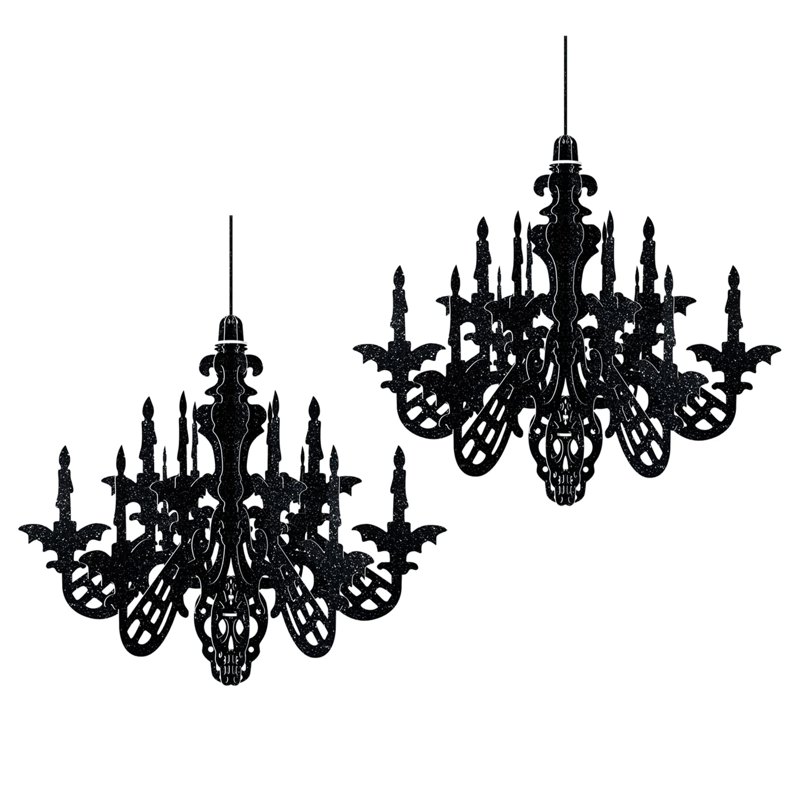 MIAHART 2 Pack Halloween Haunted House Hanging Decorations - 14 Inch Glitter Chandelier Swirl Ceiling Decor Set for Spooky Party, Haunted House & Halloween Home Decor