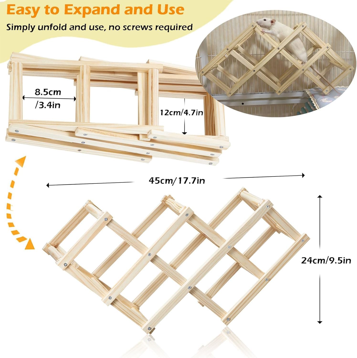 **Natural Wooden Rat Climbing Ladder Toy - Cage Accessories for Pet Rats, Chewable Enrichment Activity for Fancy Rats - Perfect for Cage Play & Mental Stimulation (Medium, 1 Piece)**