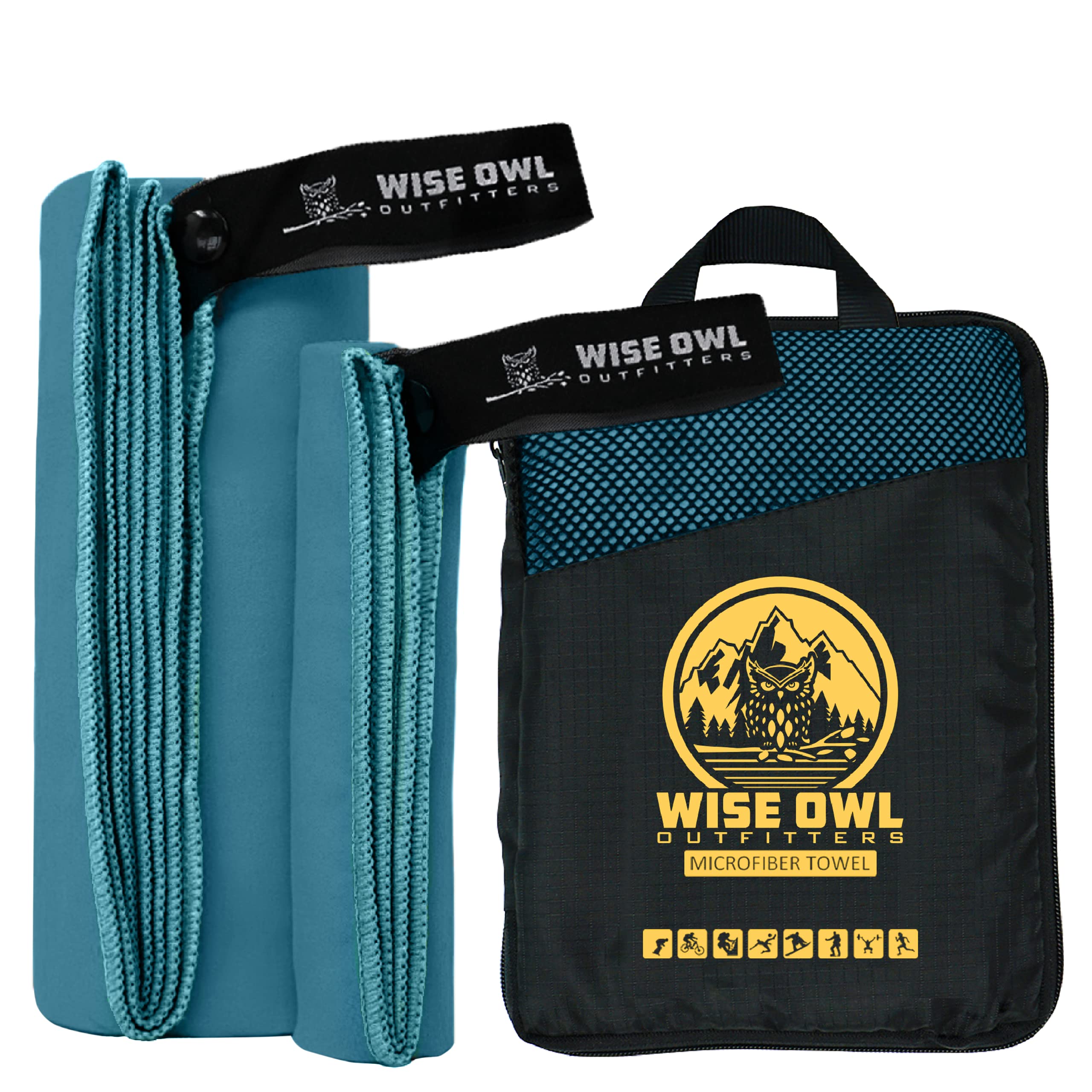 Wise Owl Outfitters Quick-Dry Camping Towel - Lightweight Microfiber Travel Towel for Hiking, Yoga, Gym & Backpacking | Perfect for Outdoor Adventures, Beach Trips & Sports Activities