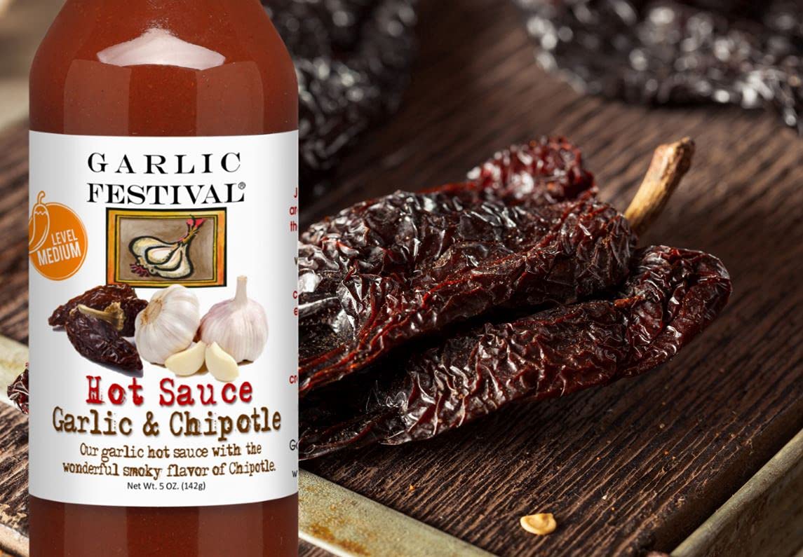 Garlic & Chipotle Hot Sauce - 5 oz Bottle | Spicy Flavor for Tacos, Wings & BBQ | Premium Gourmet Hot Sauce for Cooking & Grilling