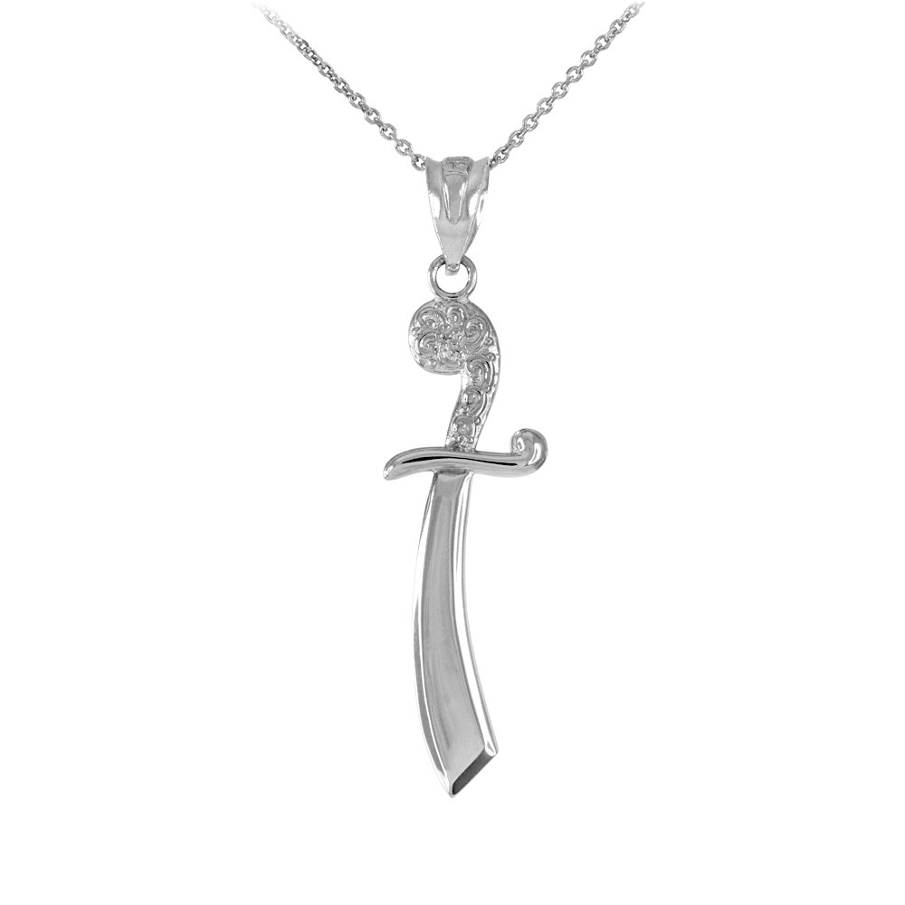 925 Sterling Silver Scimitar Sword Pendant Necklace for Men - High Polish Medieval Jewelry - Perfect for Cosplay, Renaissance Fairs & Gift Giving