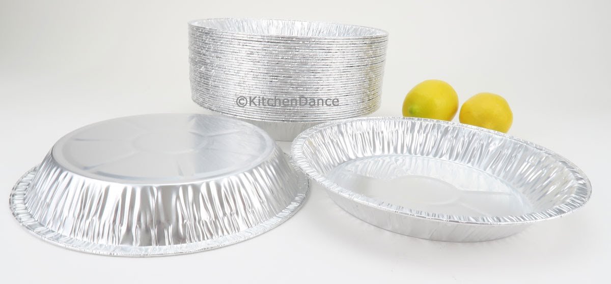 KitchenDance 9-Inch Disposable Aluminum Pie Pans - Heavy Duty Round Foil Baking Pans for Pies, Quiches & Desserts - Pack of 500 (Reusable for Baking, Cooking & Meal Prep) - Perfect for Home Bakers, Catering & Holiday Cooking