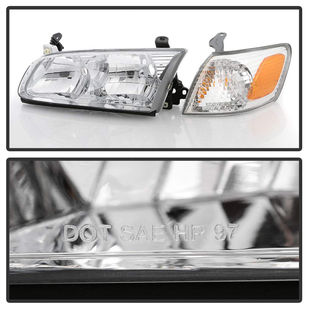 ACANII - 2000-2001 Toyota Camry Replacement Headlights Set - OE Style Headlamps with Corner & Signal Lights - 4pc Left & Right Pair - Perfect for Night Driving & Vehicle Restoration