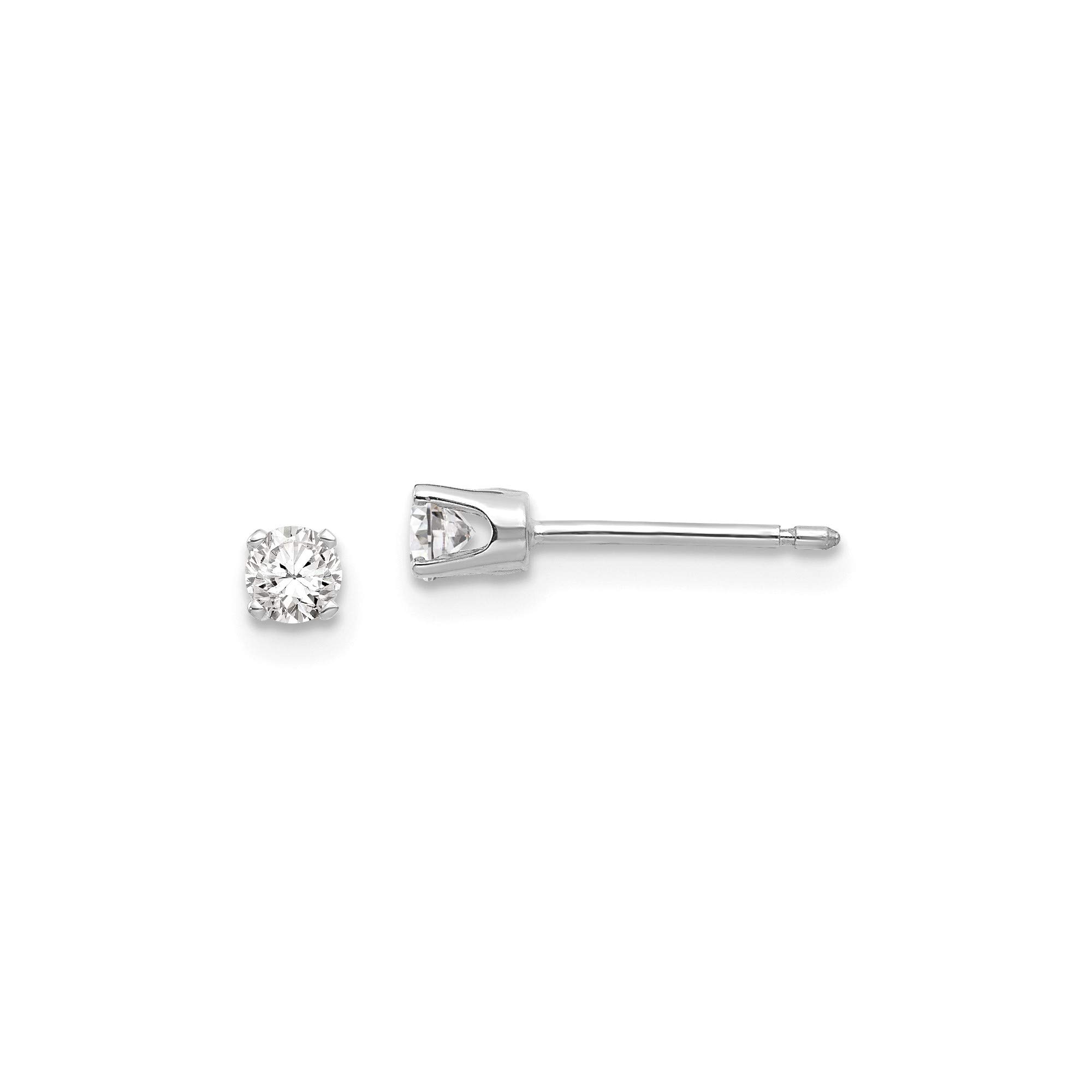 14K White Gold 3mm CZ Stud Earrings for Women - Hypoallergenic Cubic Zirconia Earrings - Perfect for Everyday Wear, Work & Special Occasions