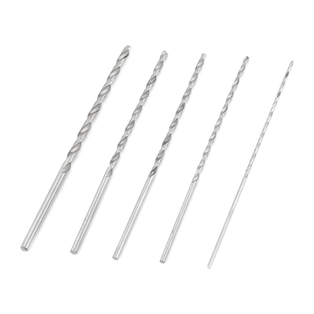5Pcs Extra Long High-Speed Steel Drill Bit Set - 2-5mm Auger Drill Bits for Wood, Plastic, Aluminum & Steel - Perfect for DIY Projects, Furniture Making & Metalworking