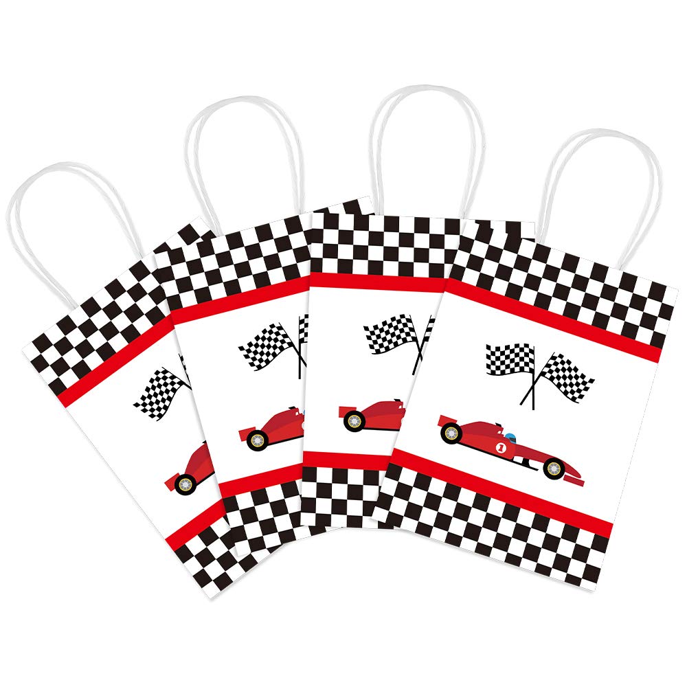 16 PCS Racing Car Party Favor Bags - Birthday Party Supplies & Decorations for Kids, Goody Treat Candy Bags for Racing Car Themed Birthday, Baby Shower, School Events and Classroom Rewards