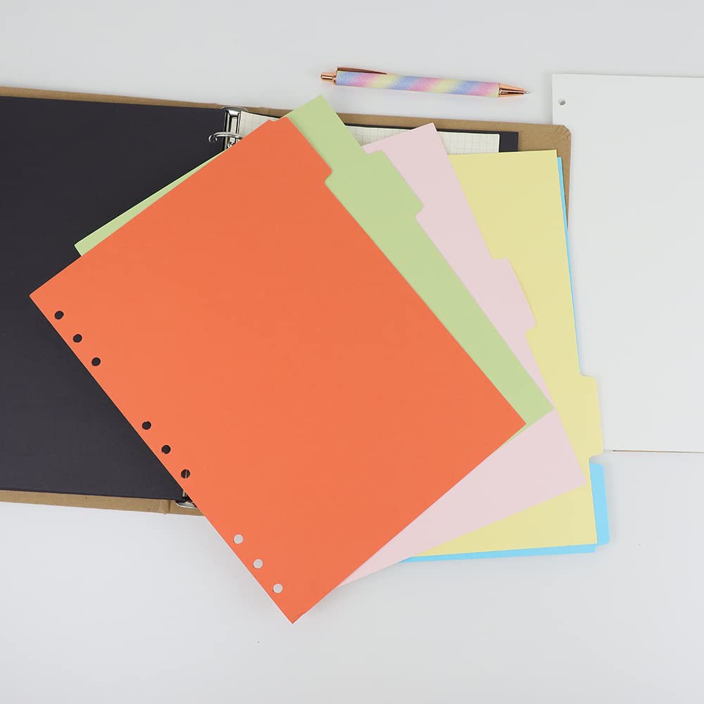 4 Pack B5 Binder Index Dividers - 5 Tabs per Divider, 9 Hole Punched for Round Ring Binders - 20 Total Dividers for School, Office & Home Organization - Perfect for Loose Leaf Binder Sheet Protectors & Planner Inserts