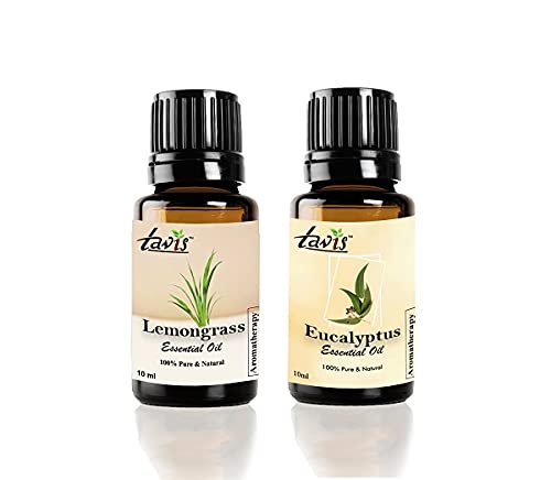 Pure Lemongrass Essential Oil & Eucalyptus Essential Oil for Aromatherapy, Massage, Diffuser, and Skin Care - 100% Natural Therapeutic Grade Oils for Relaxation and Stress Relief