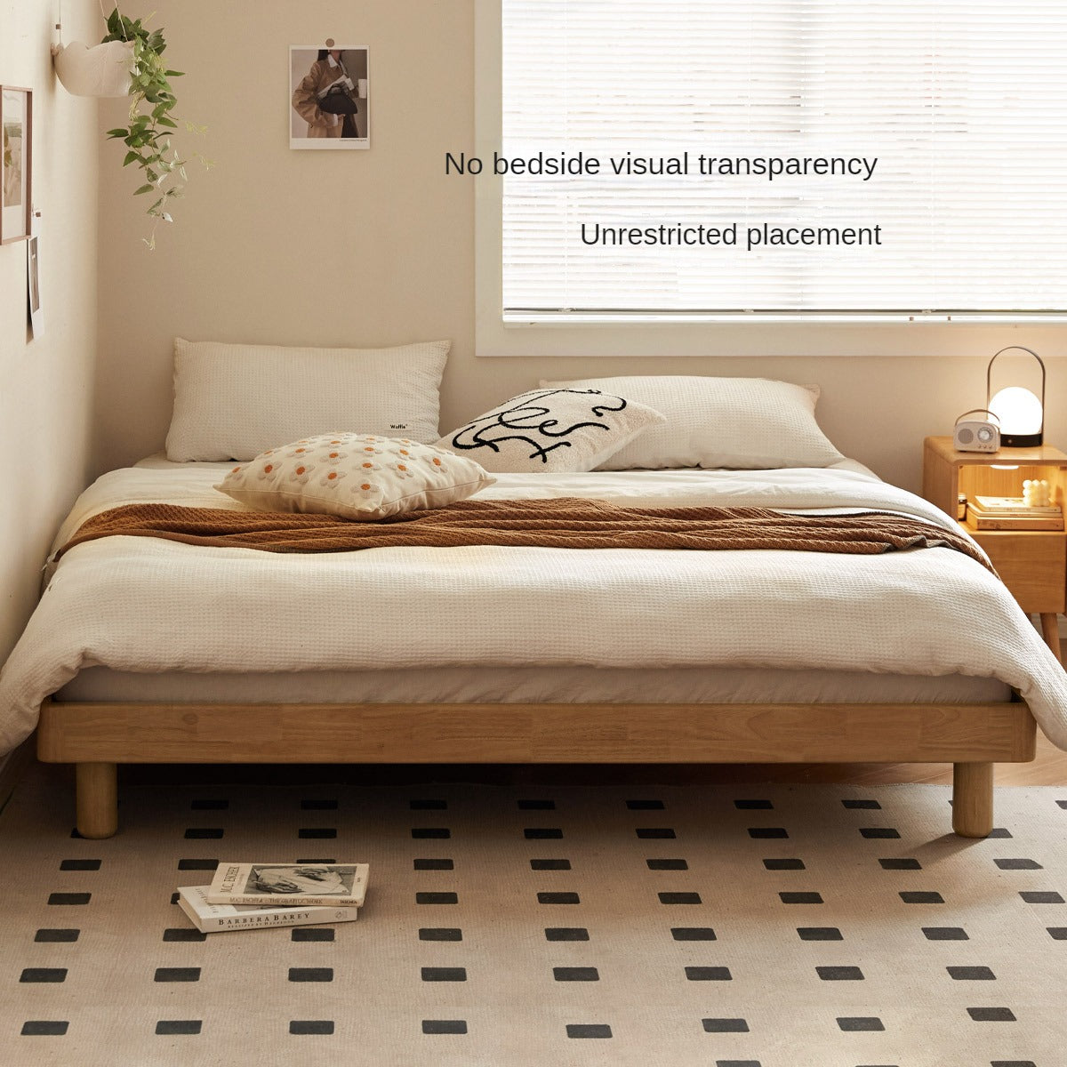 Pine Solid Wood Minimalist Platform Bed - No Headboard - Modern Scandinavian Style Bed Frame for Small Spaces - Perfect for Apartments, Dorms & Tiny Homes