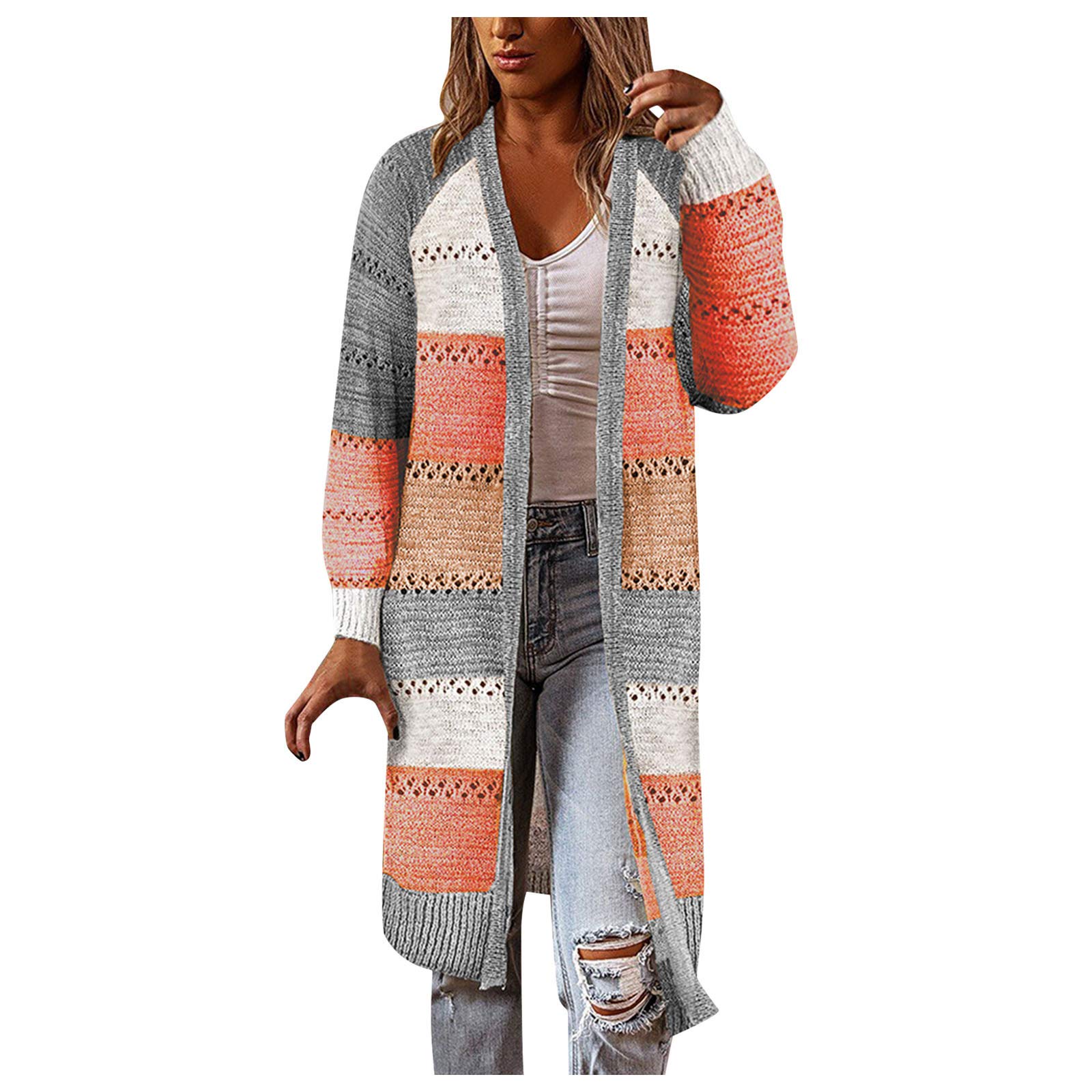 Women's Long Sleeve Cardigan Sweater - Soft Comfortable Knit Duster with Stylish Stitching | Perfect for Casual Wear, Office Outfits & Fall Layering