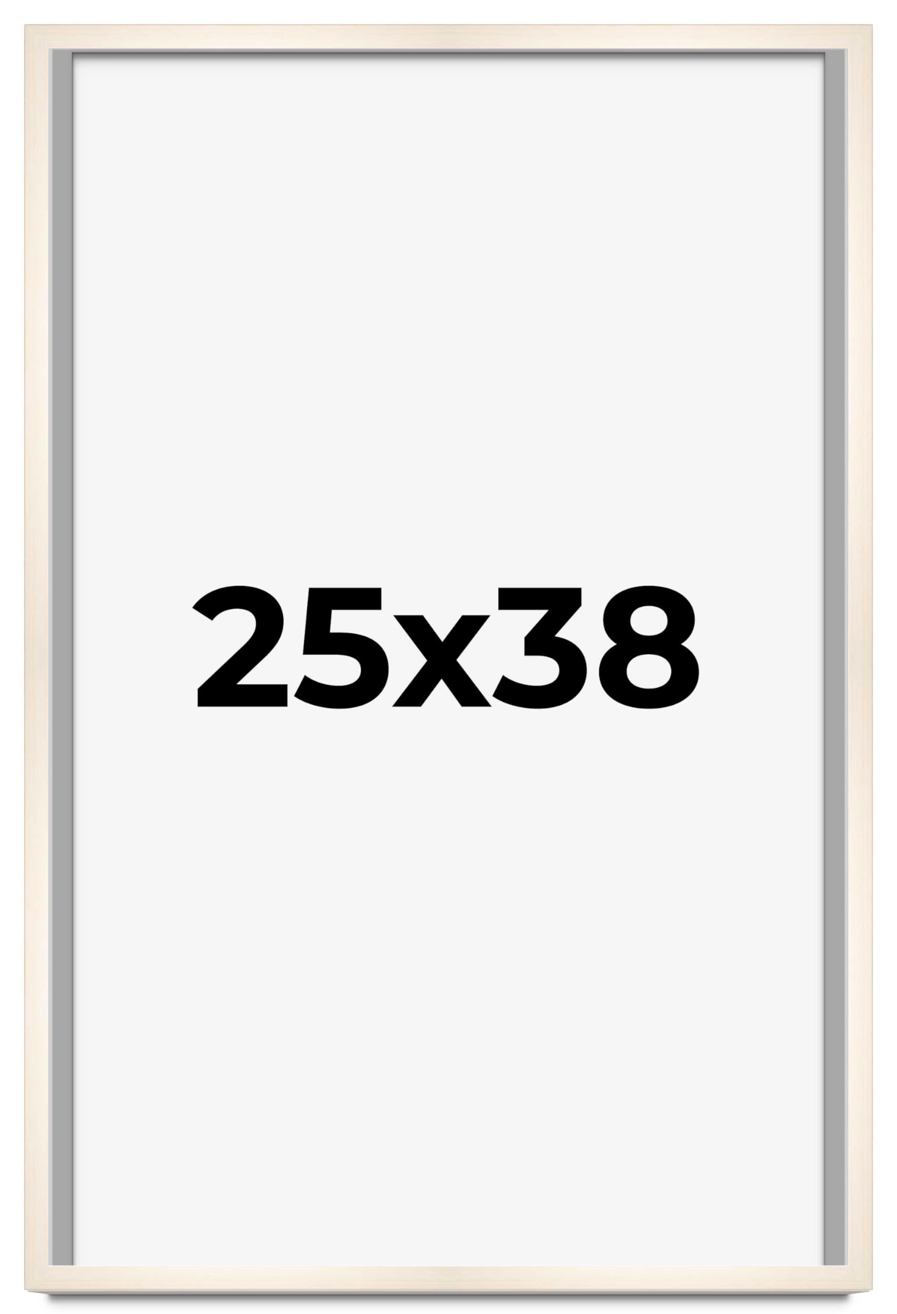 CountryArtHouse 25x38 Inch Whitewashed Solid Wood Picture Frame - 0.8125 Inch Moulding Width with UV Acrylic Plexiglass, Acid-Free Foam Board Backing & Hanging Hardware - Perfect for Wall Art, Family Photos & Home Decor