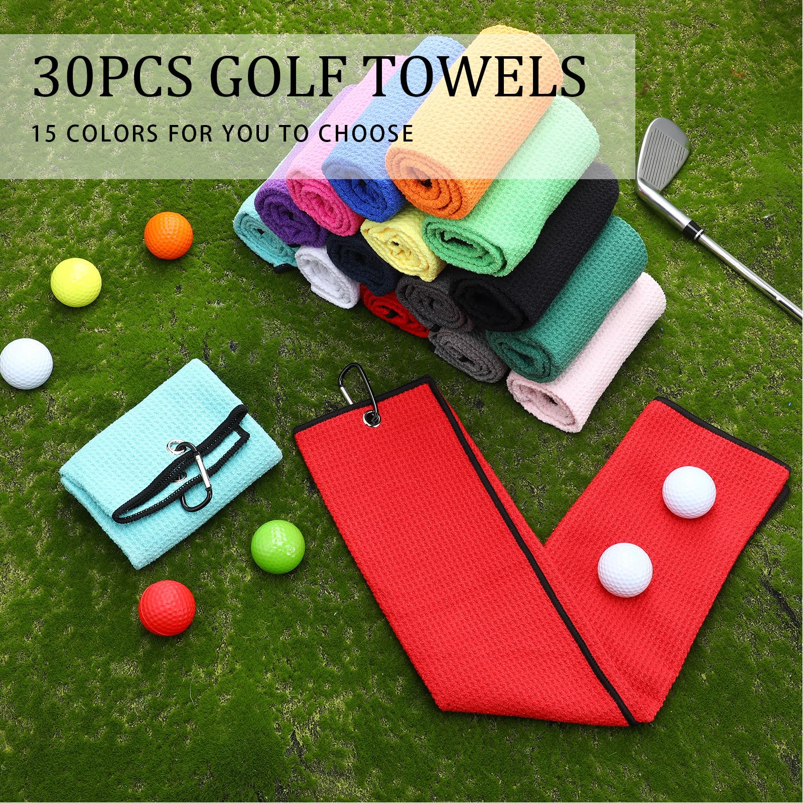 Premium Microfiber Waffle Golf Towels 16
