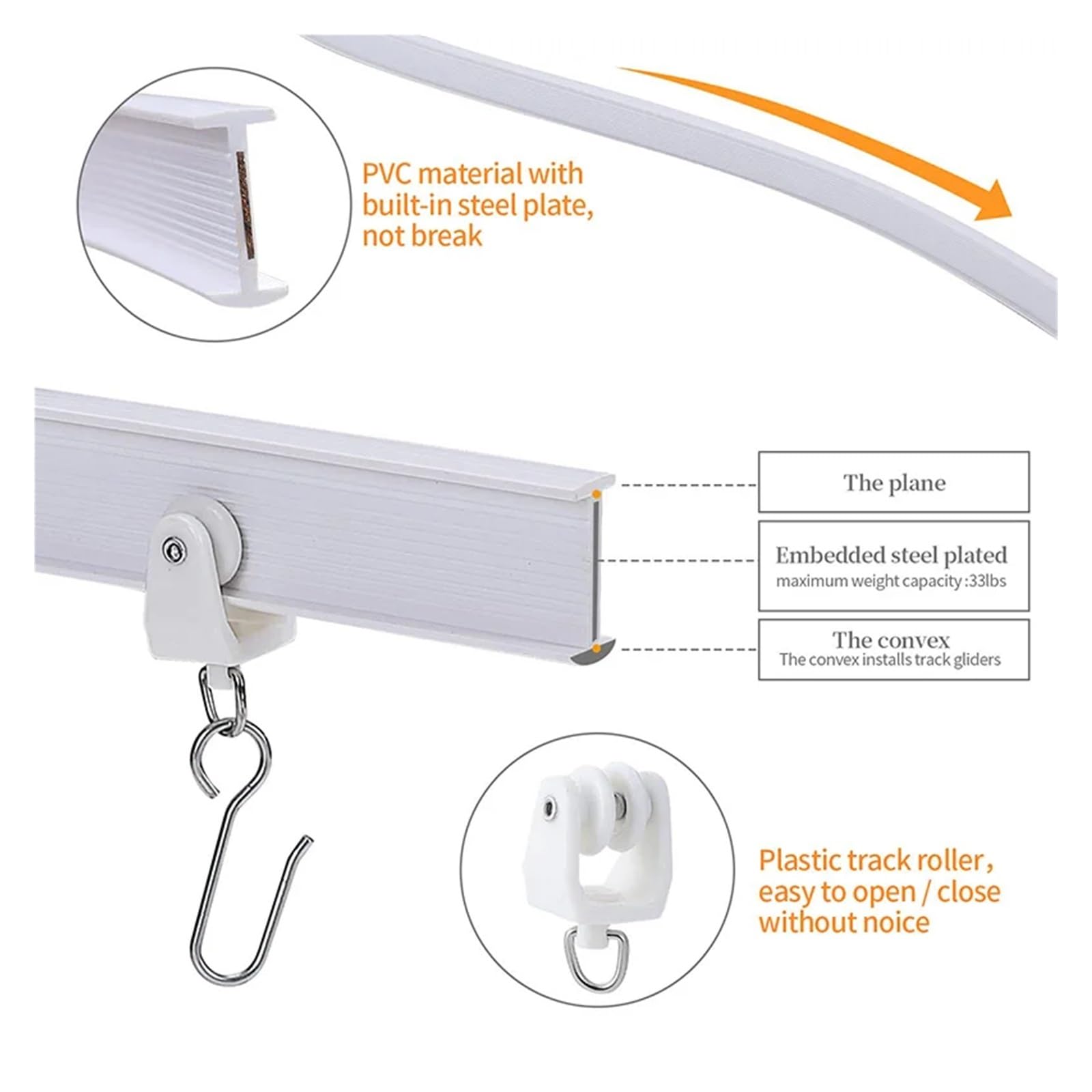 Flexible Bendable Curtain Track 1-6M for Bedroom, Balcony, Bathroom - Room Divider & Ceiling Mount Silent Gliding System - Home Window Decor Accessory (5M, White) - Perfect for Room Partition, Privacy Screen & Stylish Home Decor