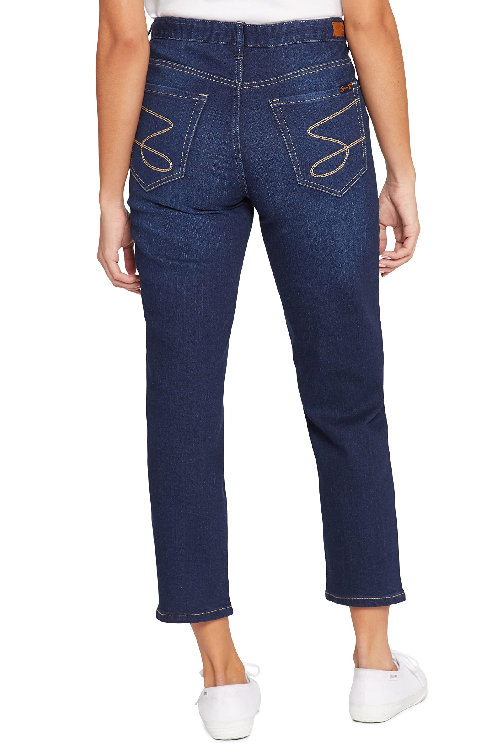 Seven7 Women's High Rise Straight Leg Jeans - Comfortable Stretch Denim Pants for Casual Wear & Everyday Outfits