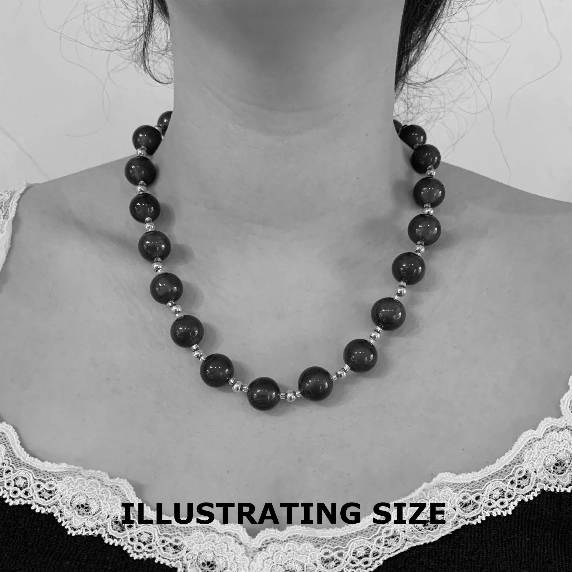 Diana Ingram Sterling Silver Necklace with Grey & Clear Crystal Murano Glass Beads | Elegant Small Sphere Beaded Jewelry for Women | Perfect for Parties, Weddings & Everyday Wear