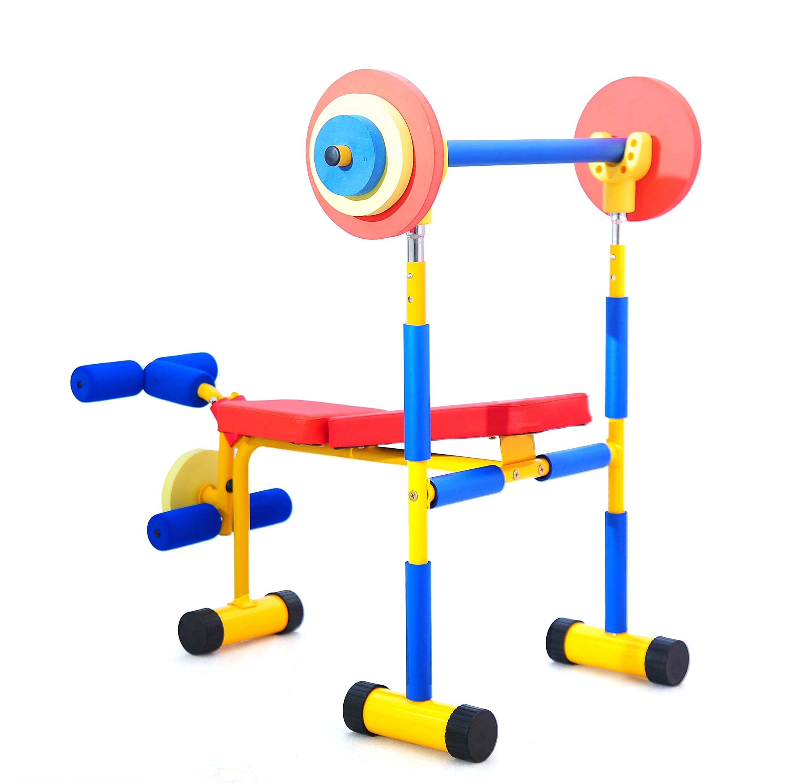 Kids Workout Equipment - Adjustable Weight Bench for Strength Training & Full Body Exercise | Fun Fitness Bench Press for Home Gym, Youth Exercise & Playroom Activities