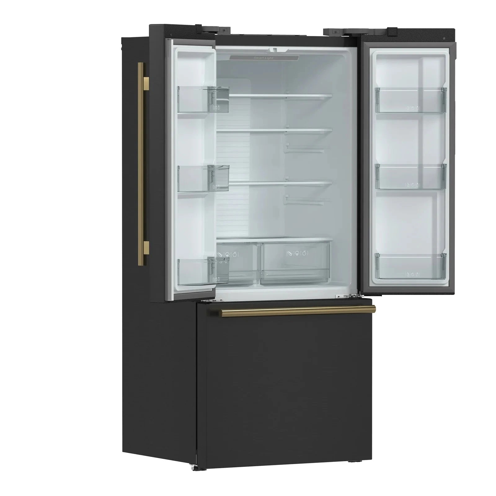 Forno Espresso Gallipoli 30-Door Refrigerator with Ice Maker - Black Finish & Antique Brass Handles (Model FFFFD1974 31BLK) - Perfect for Home Bars, Restaurants, and Commercial Kitchens