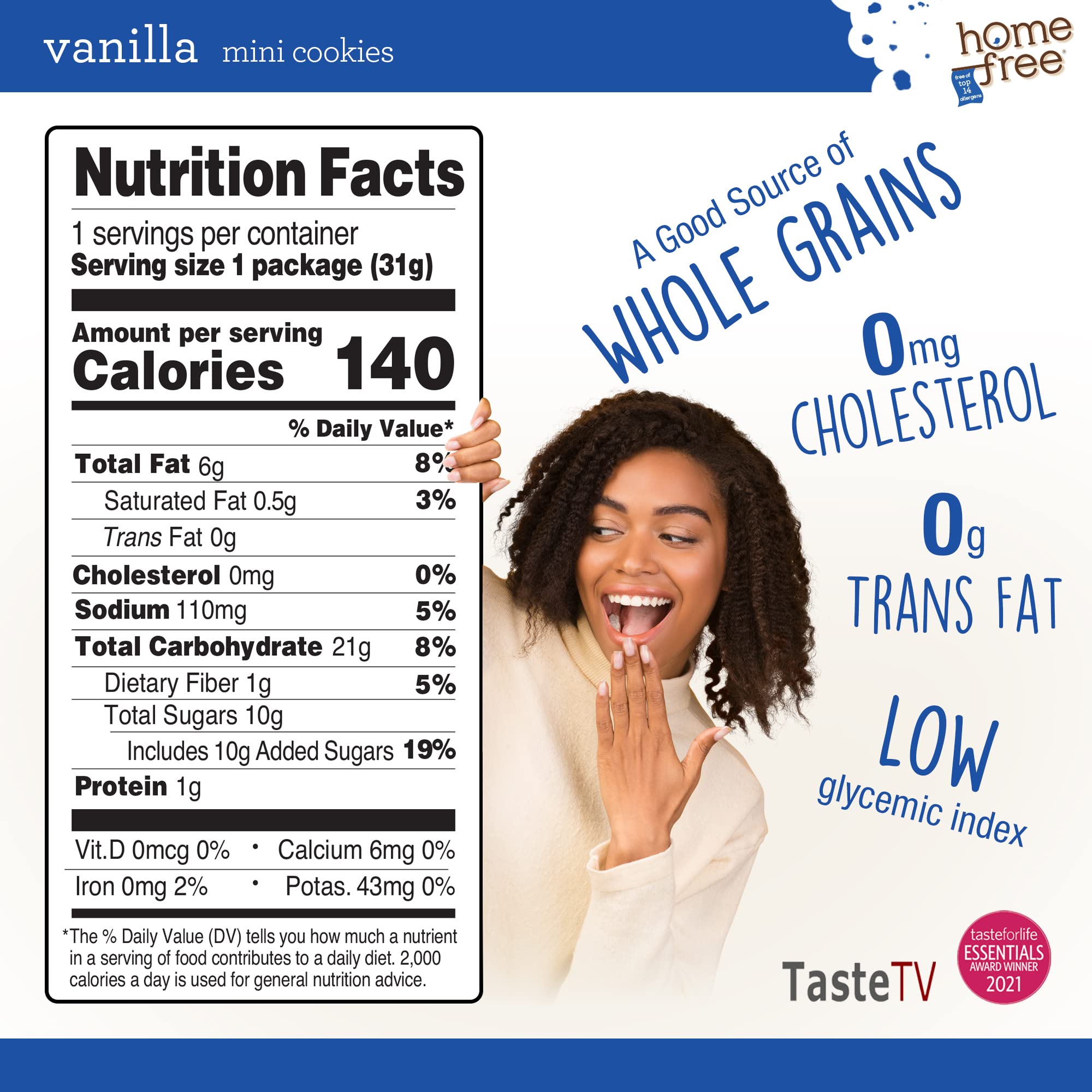 Gluten Free Mini Cookies Vanilla - 70% Organic, Single Serve Snacks (1.1oz, Pack of 64) | Homefree Trusted Treats for School Lunches, Travel & On-the-Go Healthy Snacking