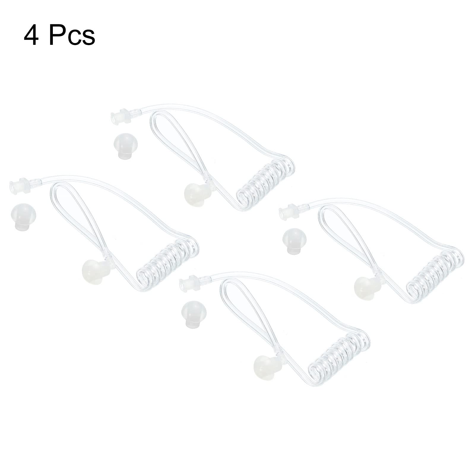 Clear Acoustic Tube for Two-Way Radio Earpiece & Headset - Replacement Coil Tube (4-Pack) | Durable Communication Accessories for Security, Construction & Event Staff
