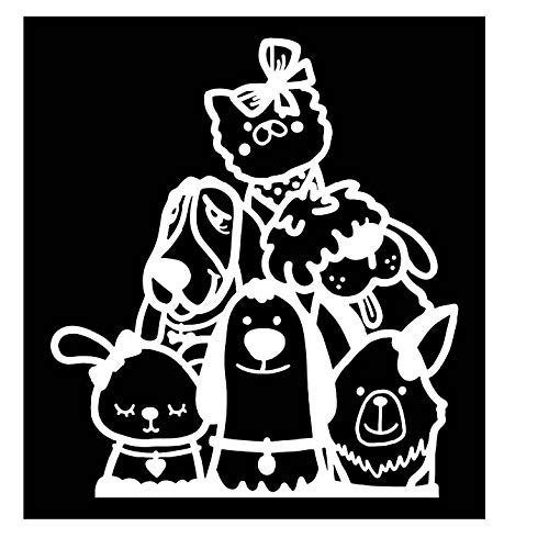 Dog Gang Vinyl Decal Sticker - White 5.375x6 Inch - Made in USA by Foxtail Decals - Waterproof for Cars, Laptops, Tablets, Water Bottles - Perfect for Personalizing Vehicles, Tech Devices & Drinkware