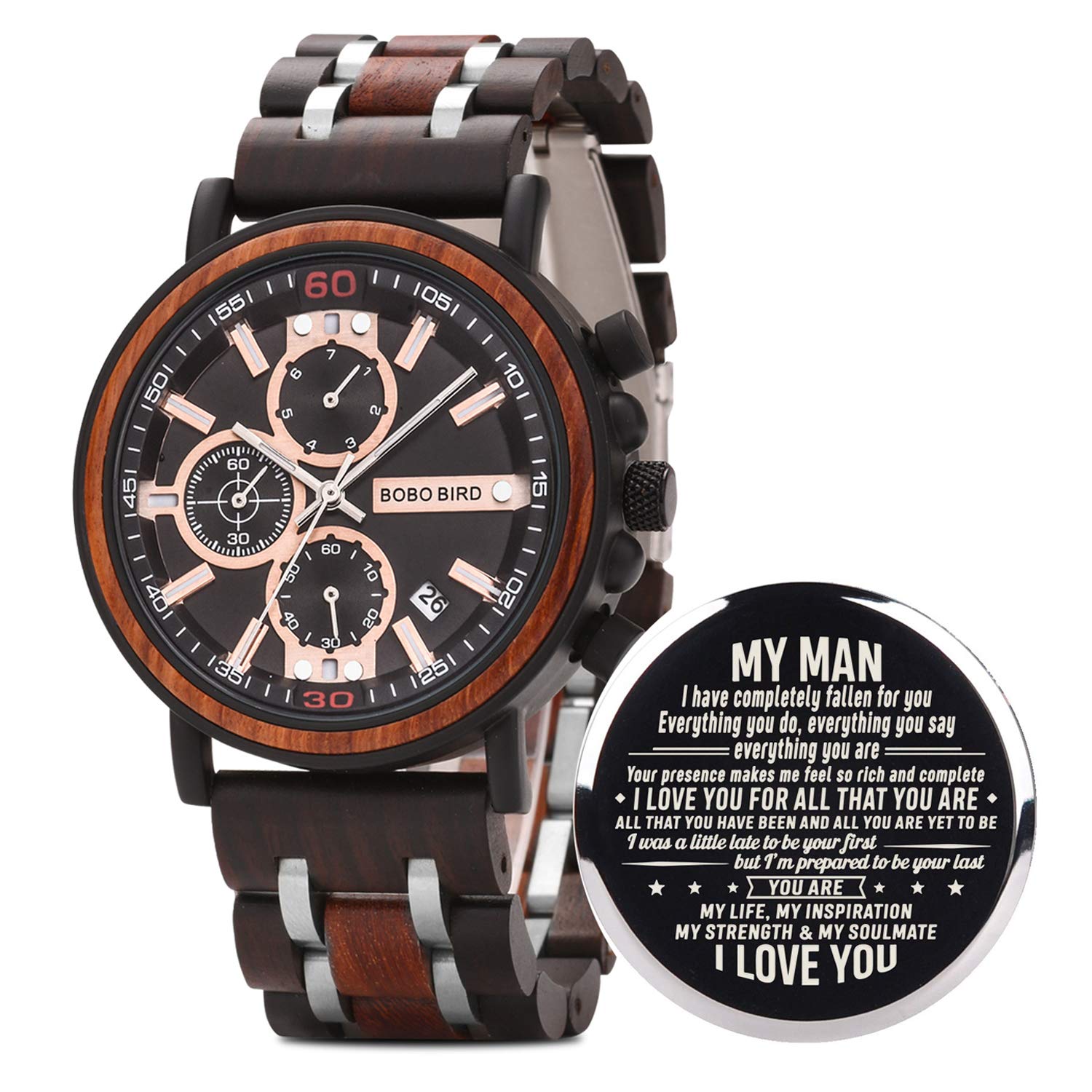 Personalized Engraved Wood Watch for Men - Custom Wooden Watch Gift for Husband, Boyfriend - Birthday, Anniversary Present - Perfect for Casual Wear, Outdoor Activities & Special Occasions